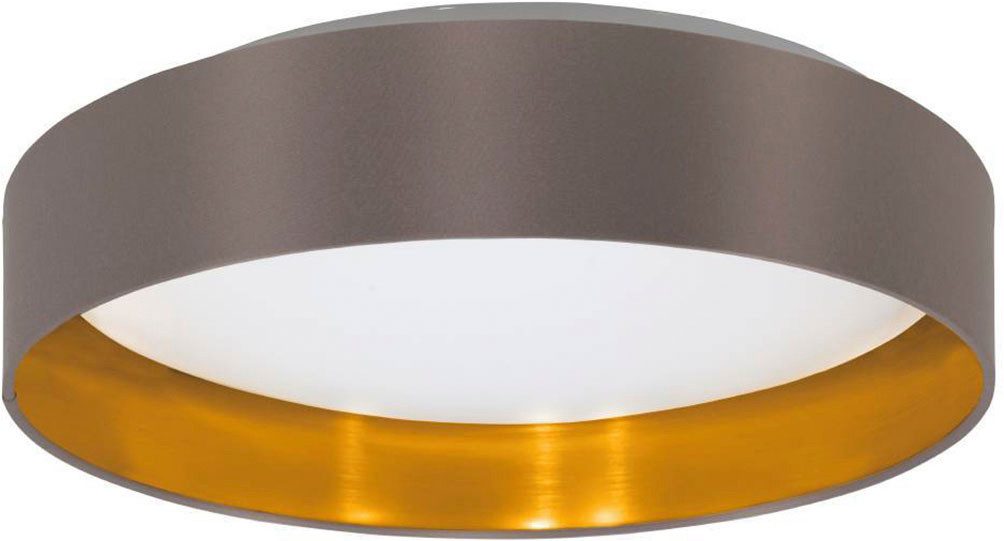 EGLO Led-plafondlamp MASERLO Stoffen lamp Maserlo2 Ø38 x H9 cm, led-plank, textielen kap (1 stuk)