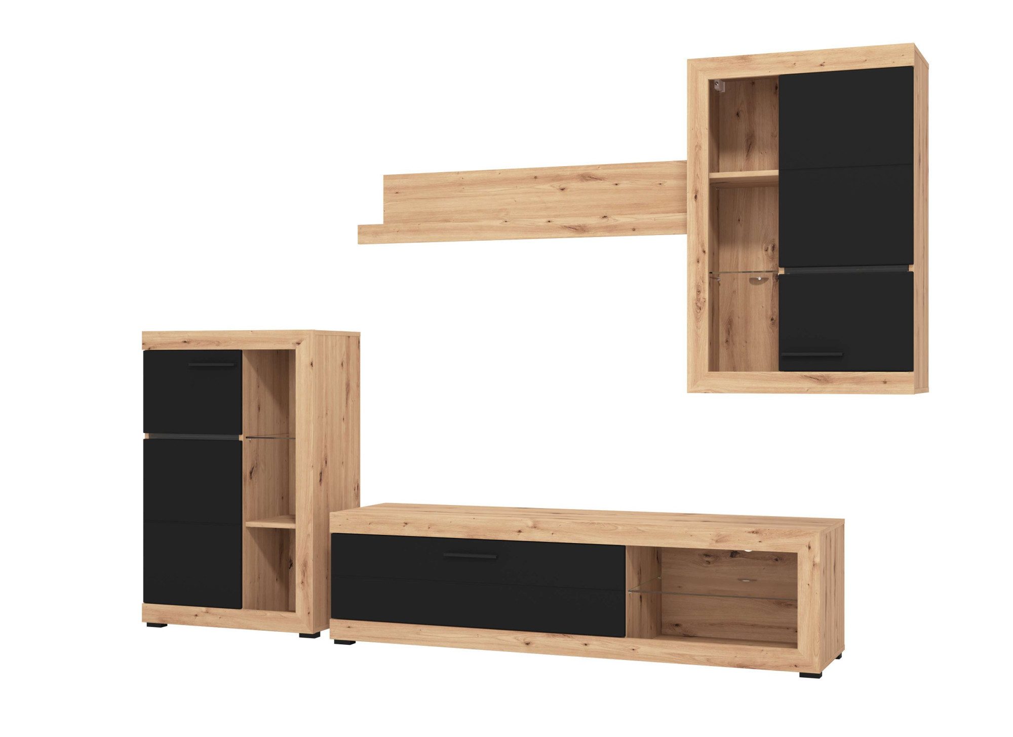 INOSIGN Woonkamerset Rosso woonwand, mediawand, aanbouwwand, voor TV tot 60', breedte 267 cm (complete set, 4-delig)