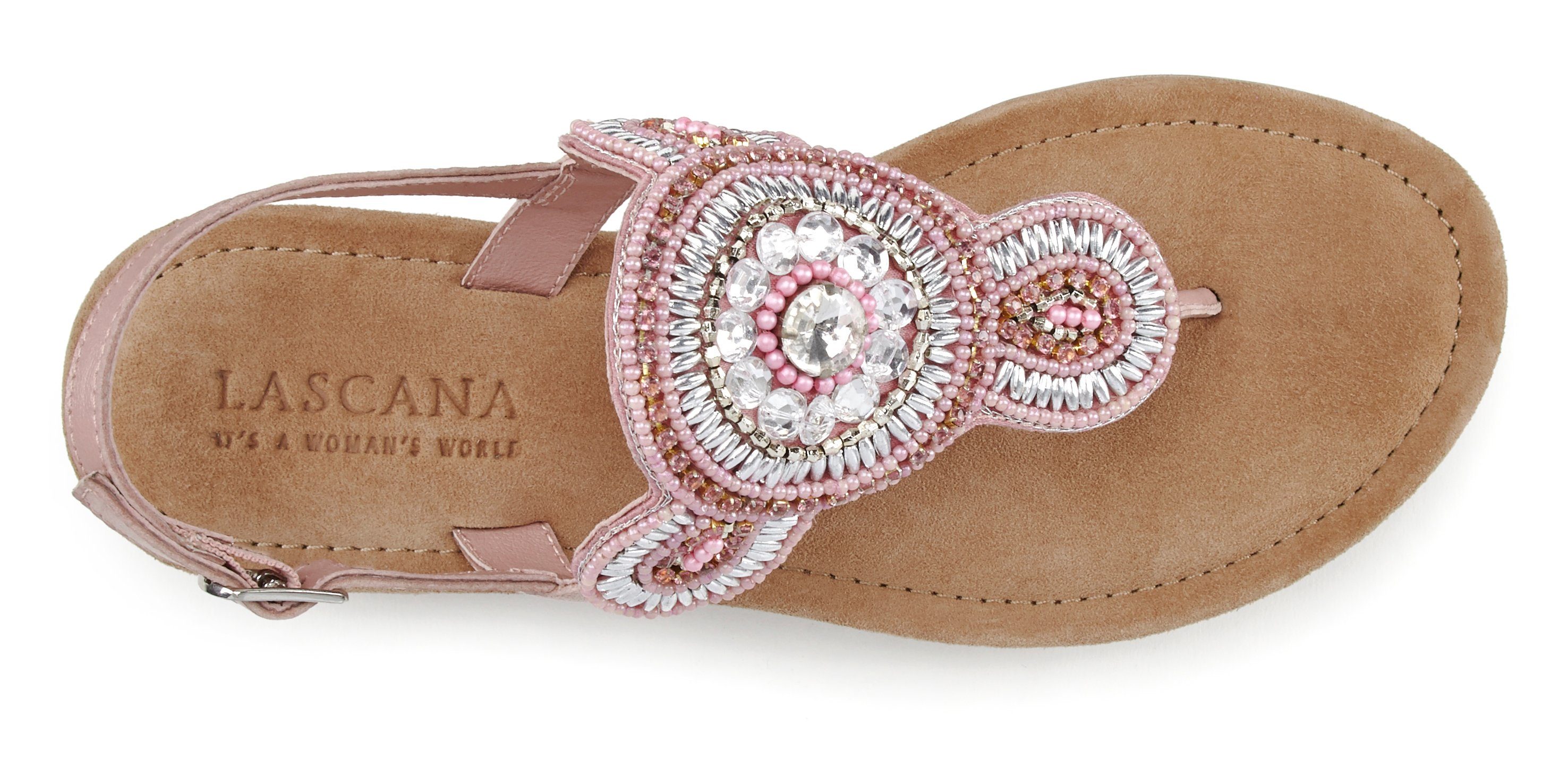 Lascana Teenslippers Sandaal, pantoffel in glitter-look en zachte leren binnenzool