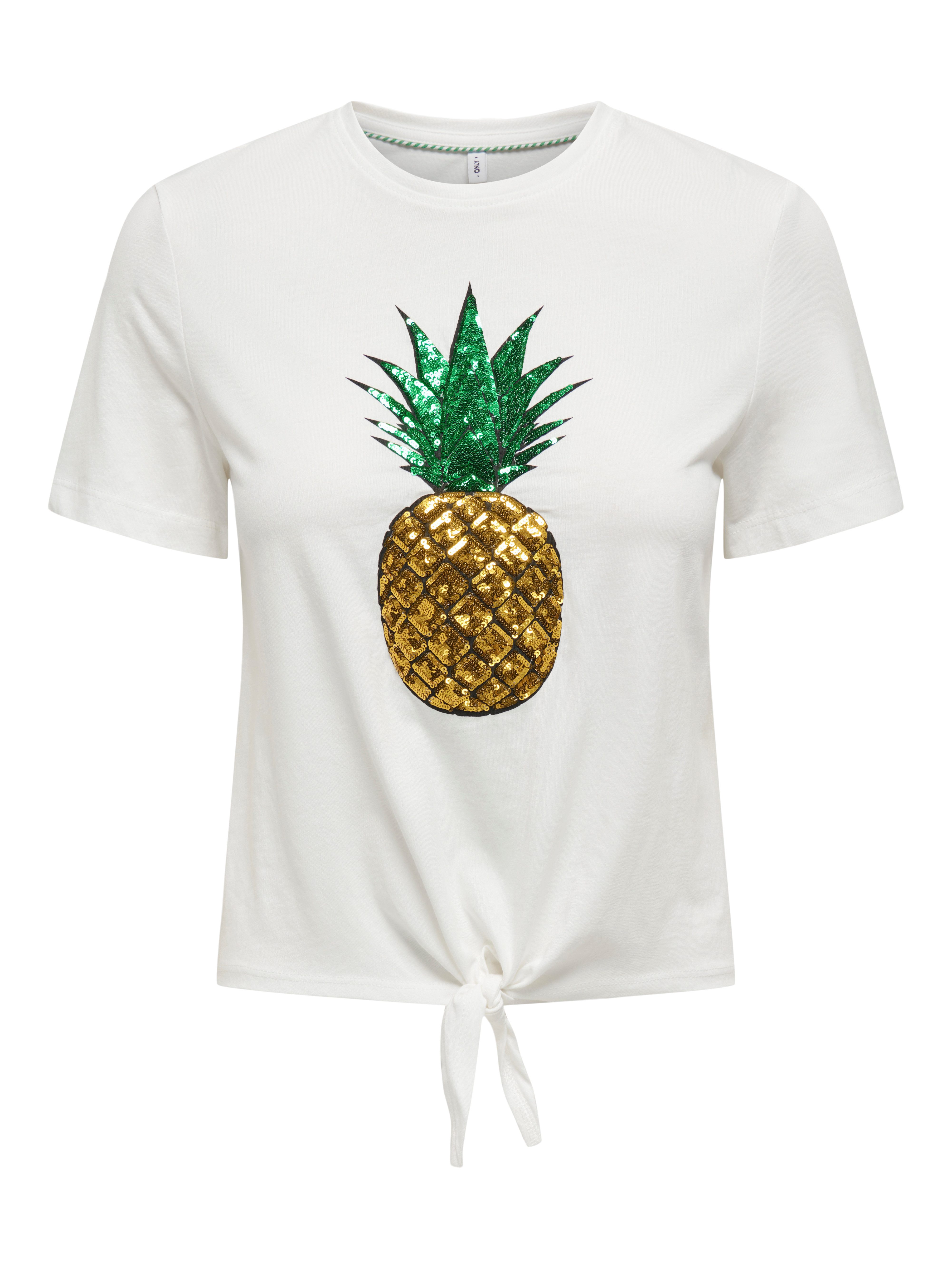 Only Shirt met korte mouwen ONLKITA LIFE S/S FRUIT KNOT TOP BOX JRS