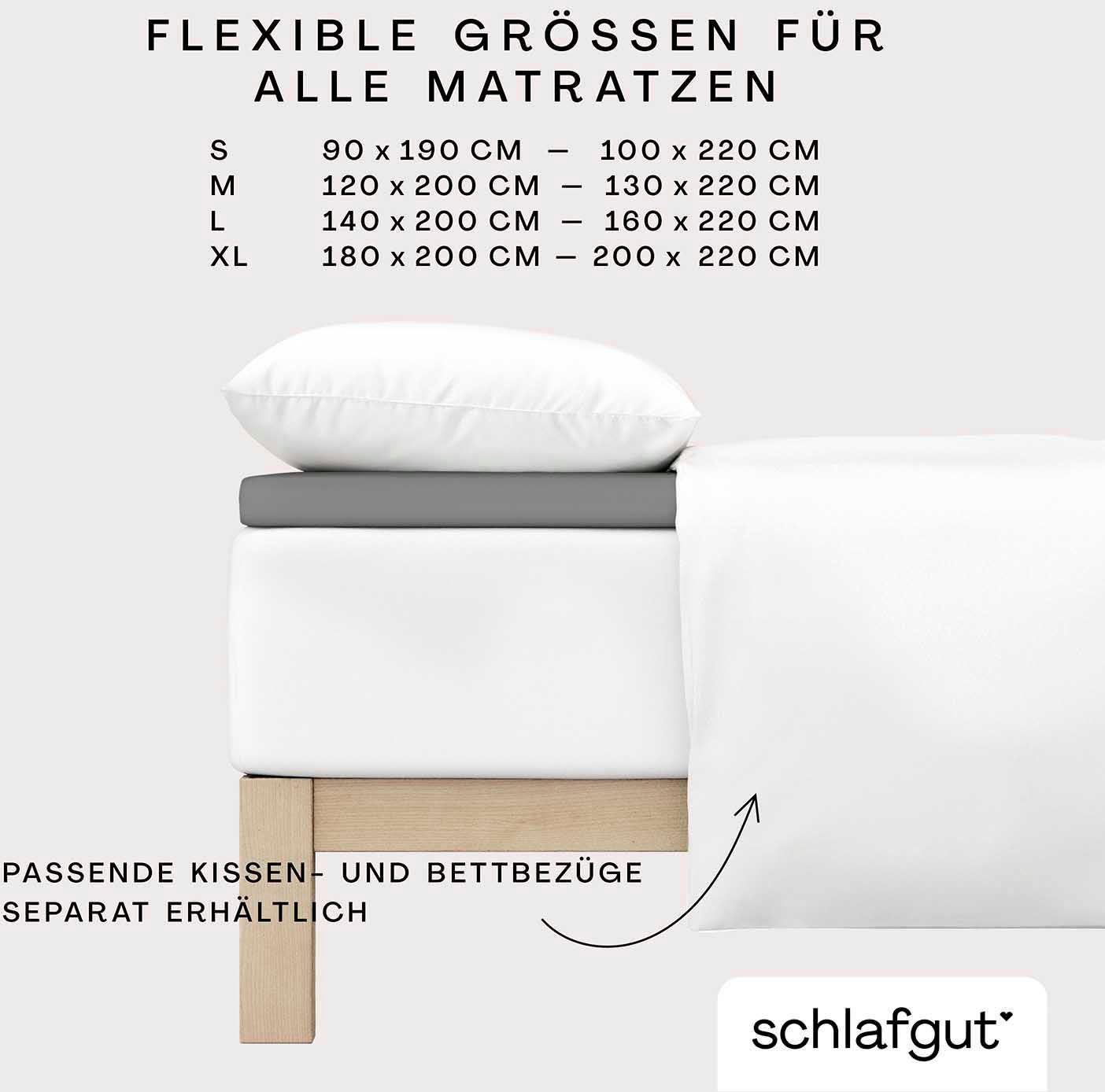Schlafgut Hoeslaken PURE TOPPER in maat 90x200, 140x200 of 180x200 cm, hoes voor topper van 100% biologische katoen, voor matrassen tot 10 cm hoogte, beddengoed (1 stuk)
