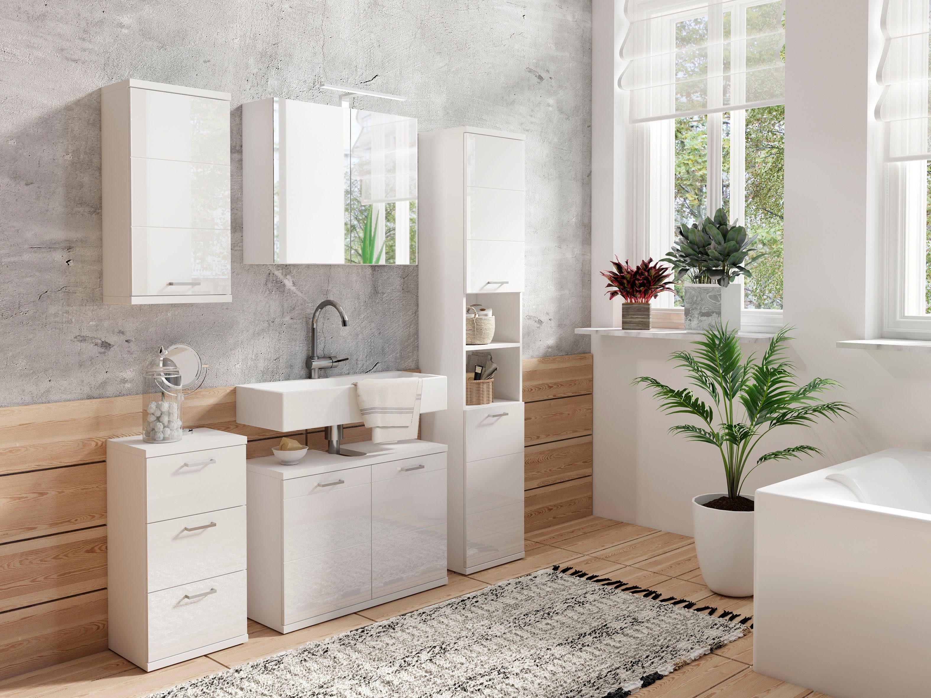 byLIVING Spiegelkast Spree Breedte 70 cm, 2-deurs, met ledverlichting en schakelaar-/stekkerdoos