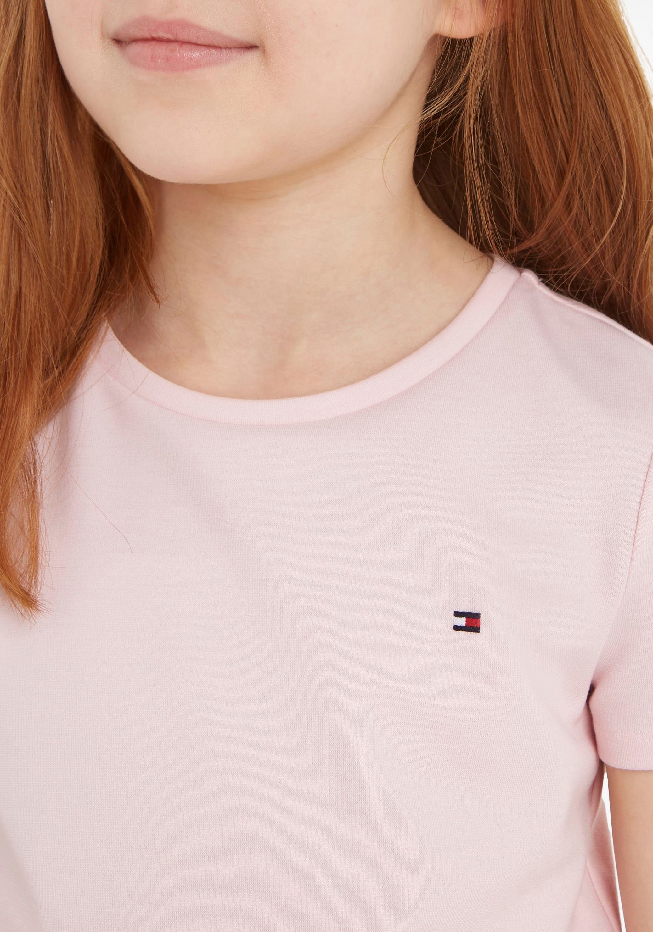 Tommy Hilfiger Jerseyjurk ESSENTIAL SKATER DRESS met merklabel op de tailleband