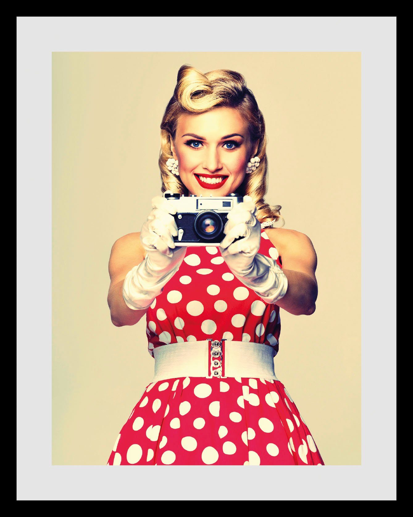 queence Wanddecoratie Say Cheese! HD premium posterdruk incl. houten lijst (1 stuk)