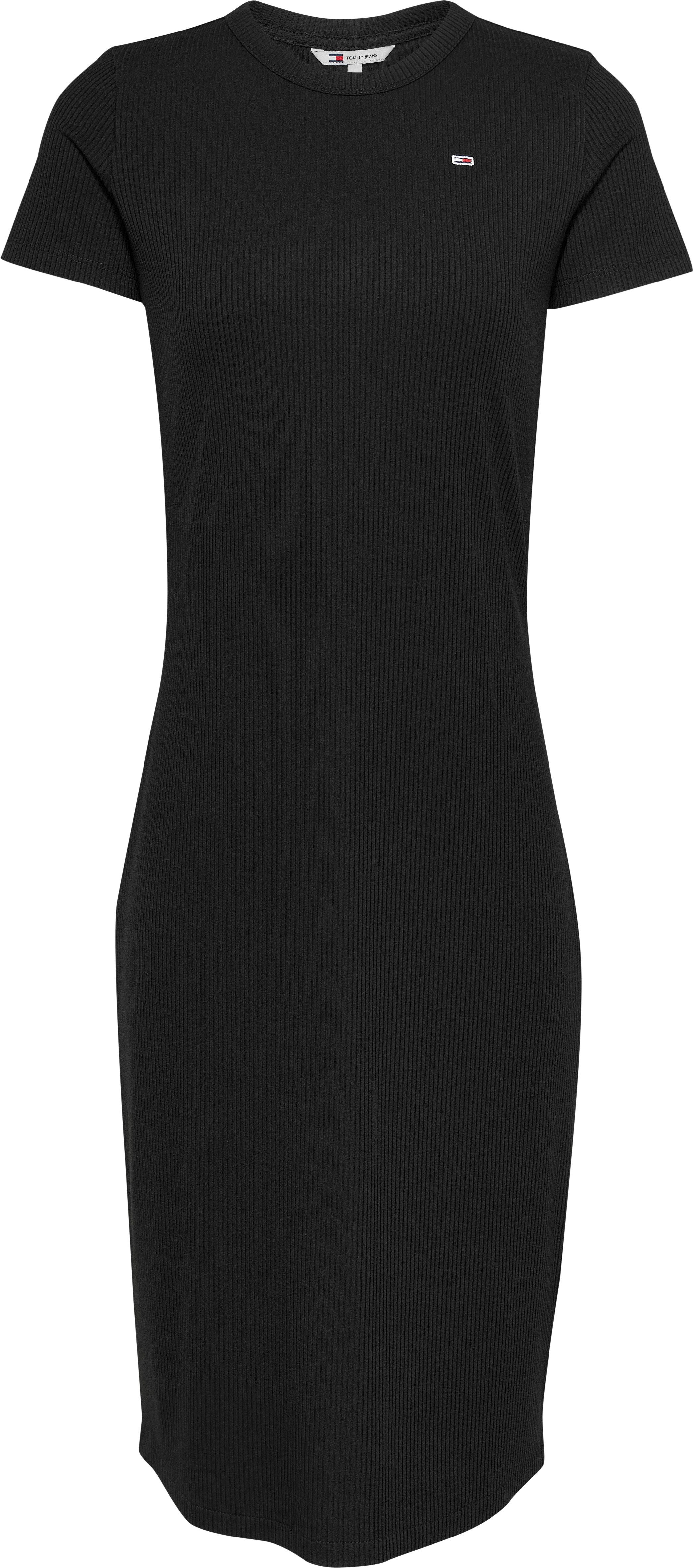 TOMMY JEANS Jerseyjurk met geribbelde structuur, logo-borduursel