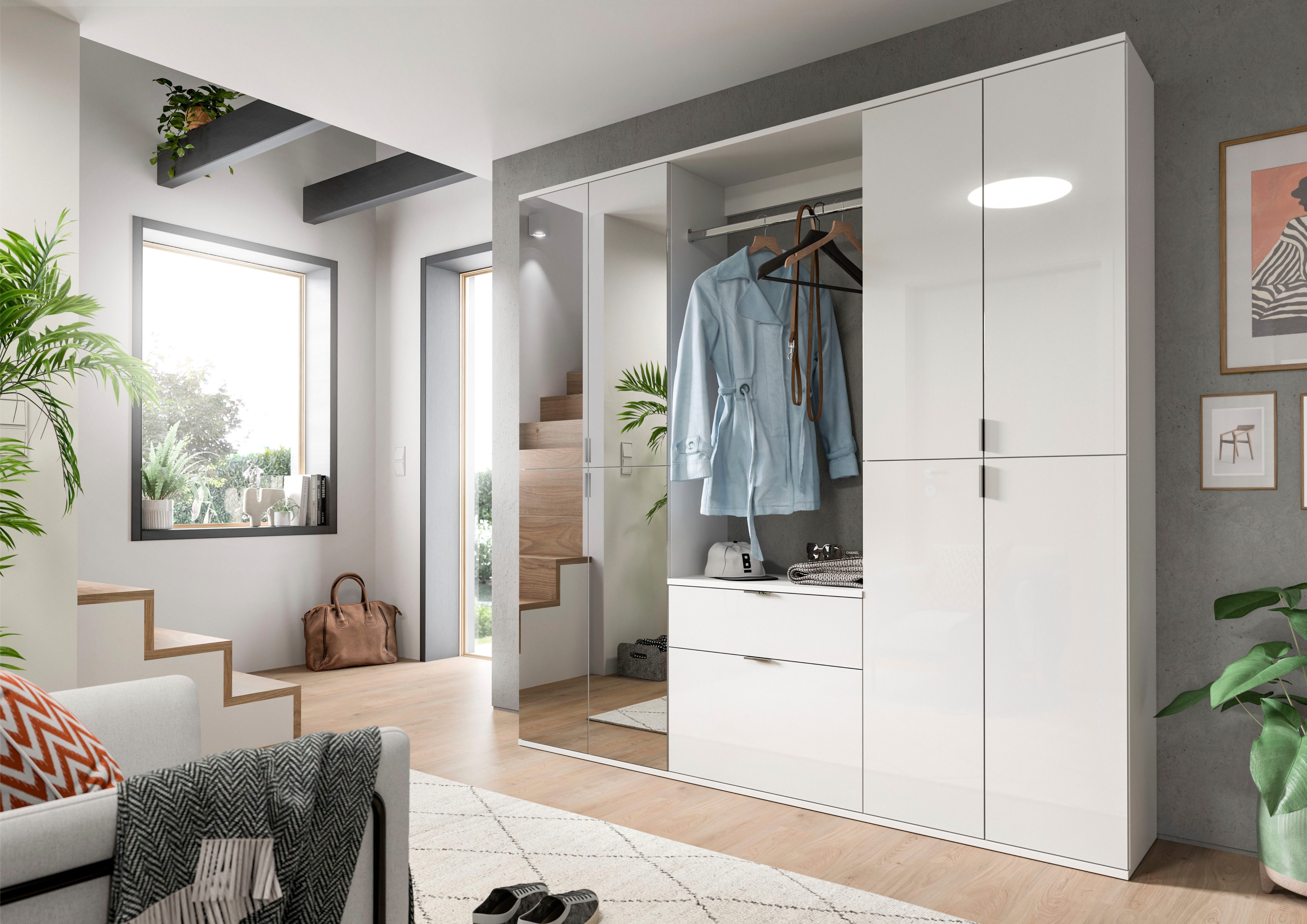 INOSIGN Multifunctionele kast Trondheim, Hoogte 193 cm, 4 Deuren, 9 Vakken, 7 Planken incl. uitschuifbare kledingstang, garderobekast, kledingkast