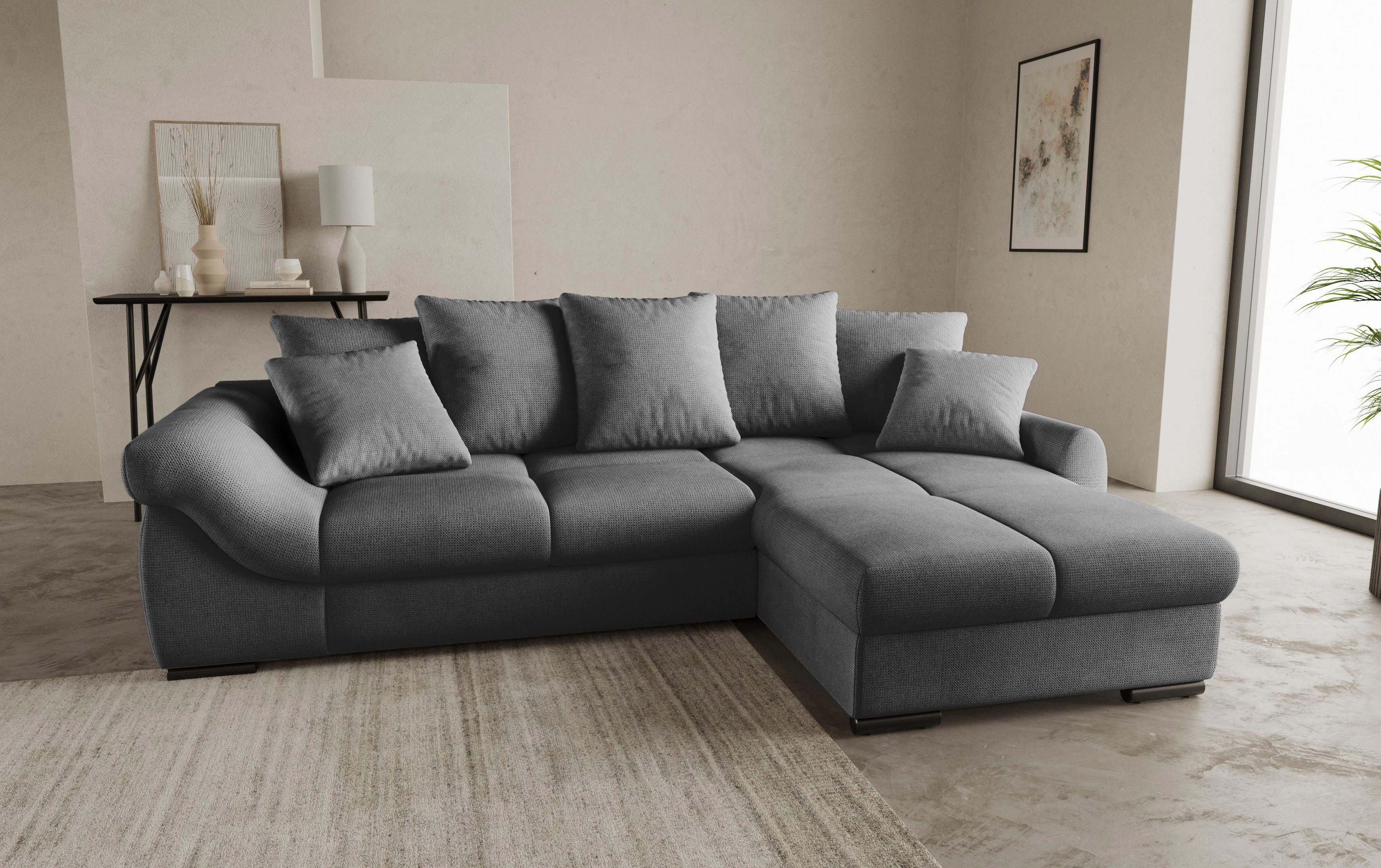 Mr. Couch Hoekbank Livorno DuraFlex L-vorm incl. hoogslaper beduitbreiding, xl bedbox wit gecoat
