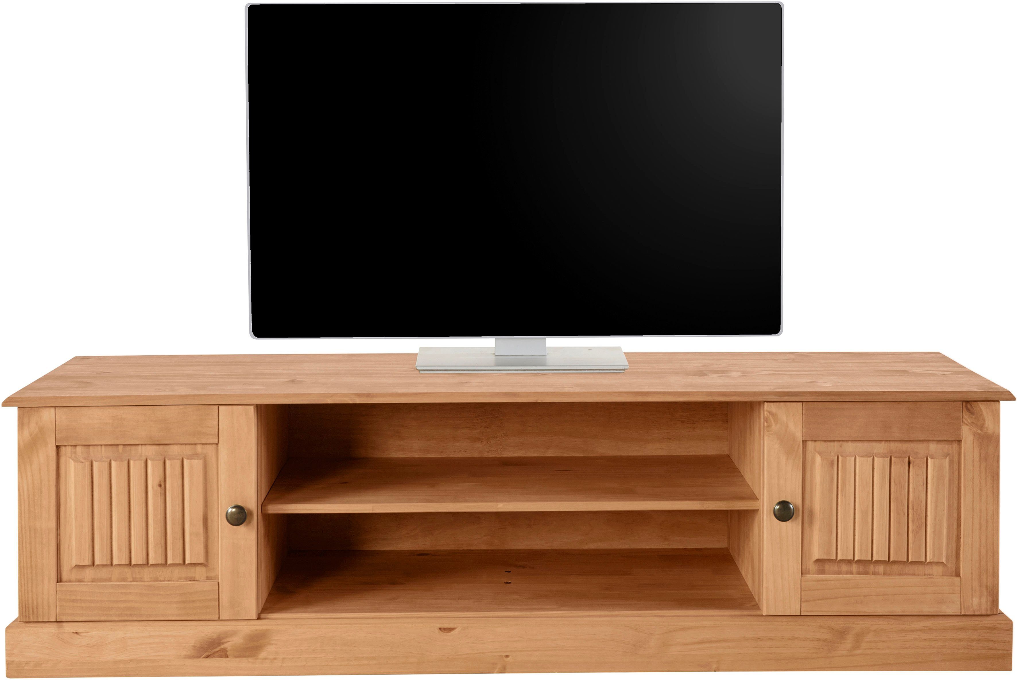 Home affaire Tv-meubel Liotta met kabeldoorgang en 1 losse plank, massief grenen lowboards beige