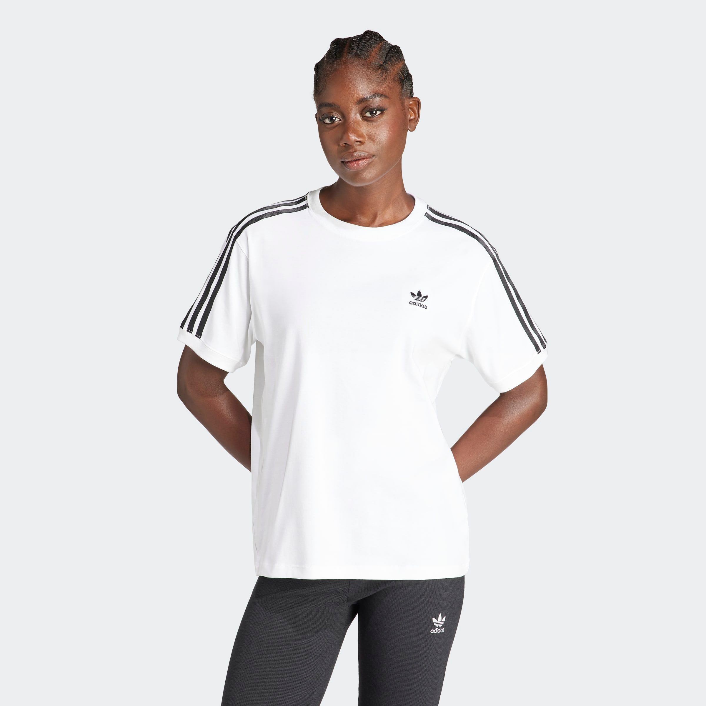 adidas Originals T-shirt 3 STRIPE TEE drie-strepen shirt met trefoil-logo
