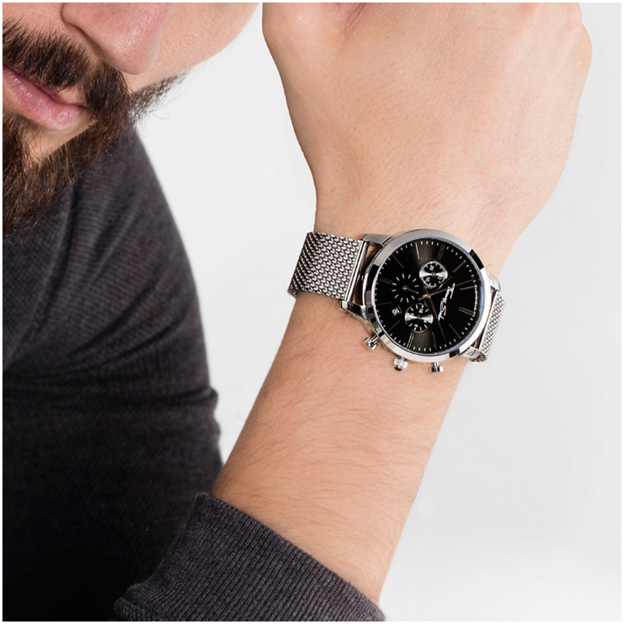 THOMAS SABO Chronograaf REBEL SPIRIT CHRONO Quartz horloge, armbanduhr, herenhorloge, datum, stopfunctie, onyx