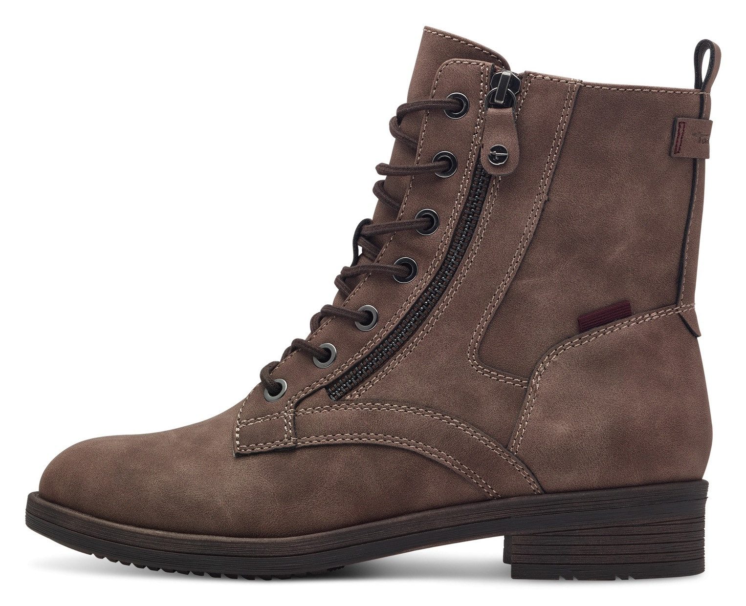 Tamaris Hoge veterschoenen SHAE blokhak, veterschoenen, laarsjes met decoratieve ritssluiting