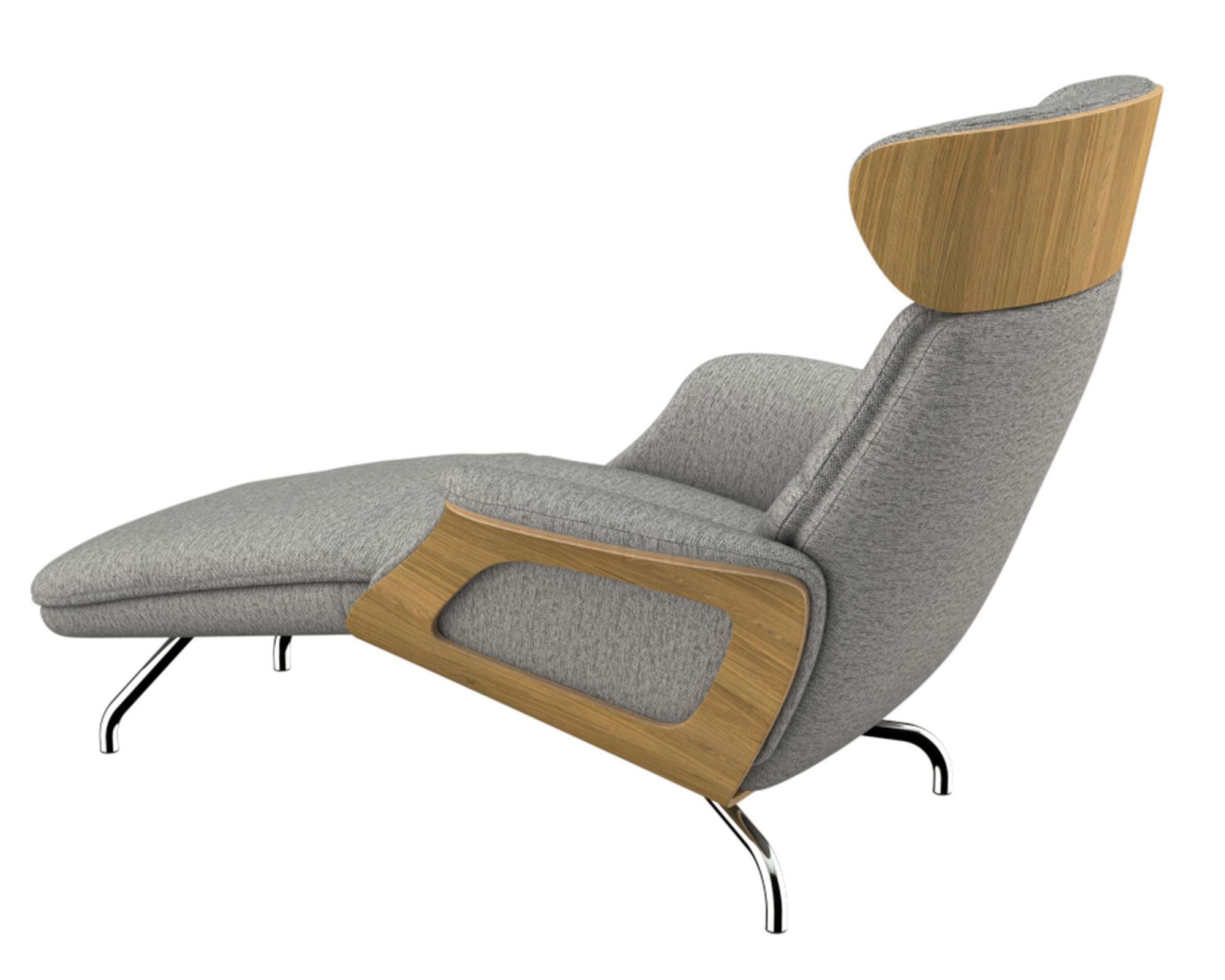 FLEXLUX Loungestoel Clement chaise longue, relaxstoel, ligstoel Rug- en hoofdsteunverstelling, armleuning, geolied eiken, voet van aluminium