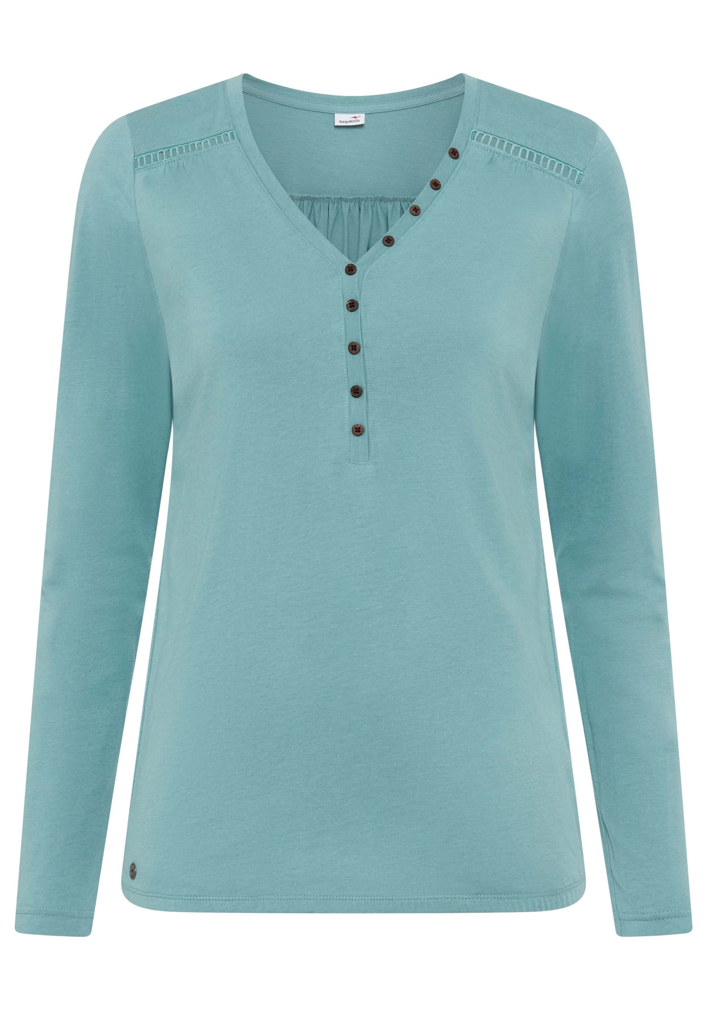 KangaROOS Shirt met lange mouwen met knoopsluiting en schattige details