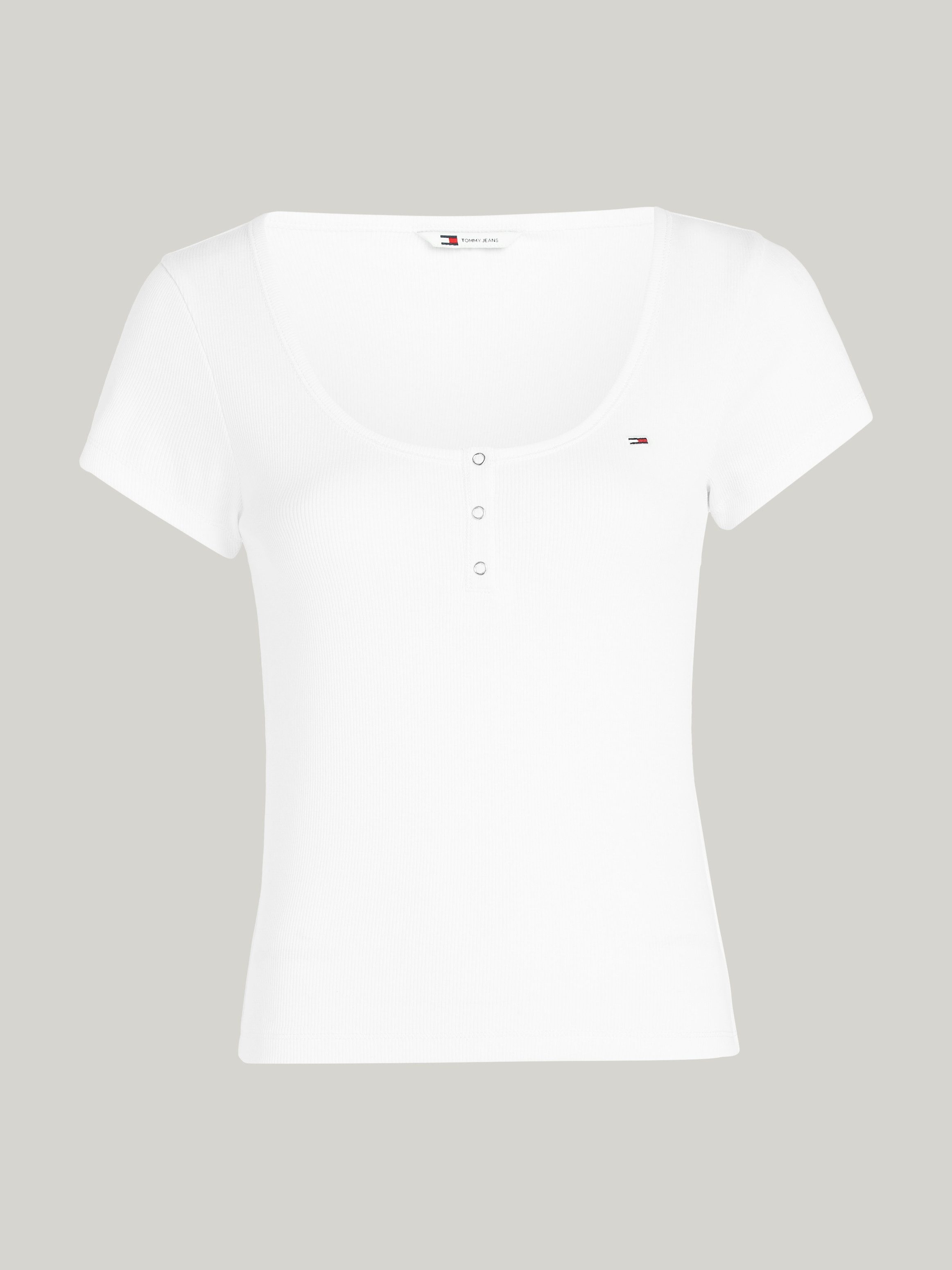 TOMMY JEANS Shirt met ronde hals TJW SLIM HENLEY TOP SS