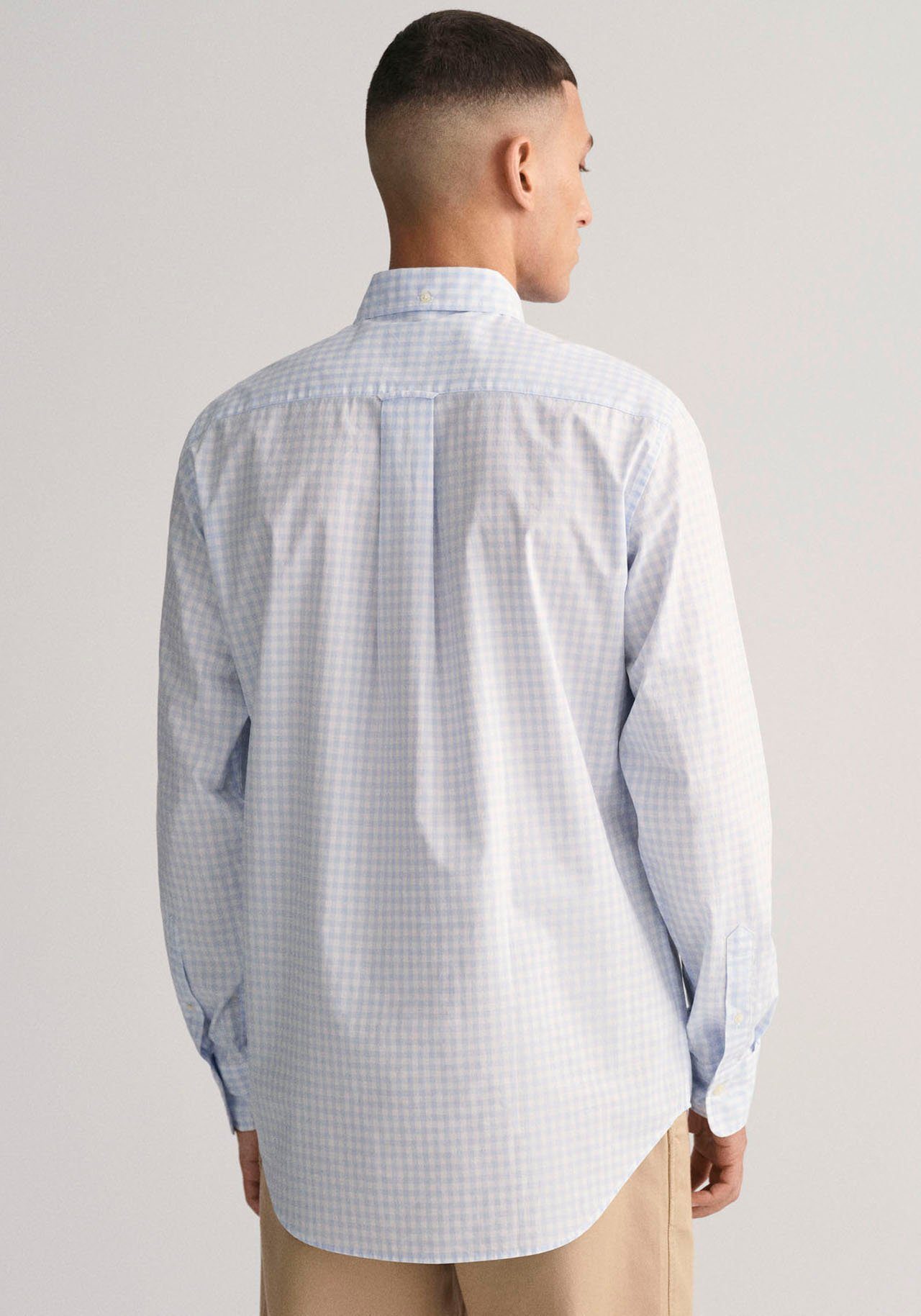 Gant Overhemd met lange mouwen REG POPLIN GINGHAM SHIRT met logoborduursel op borsthoogte