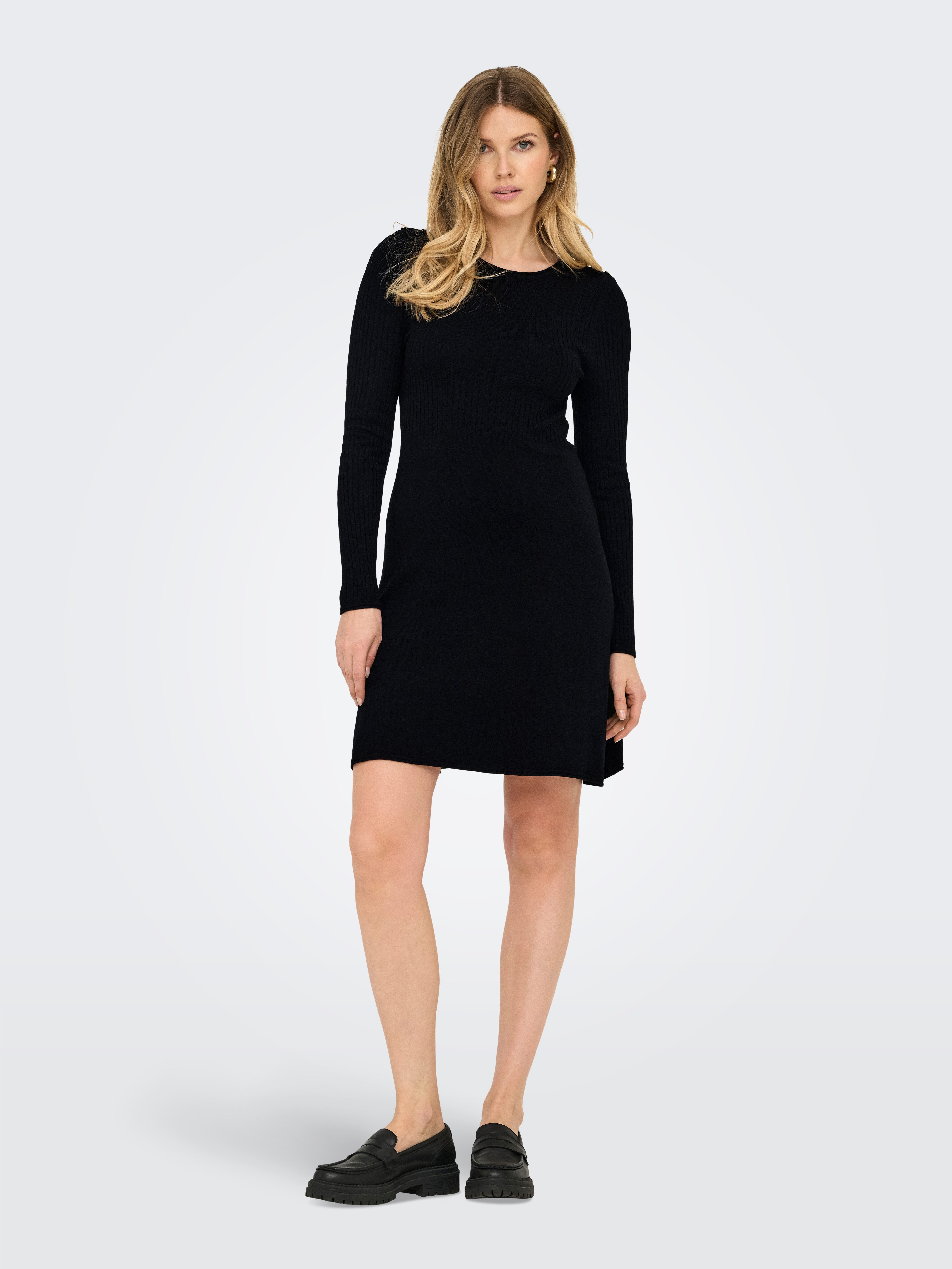 Only Midi-jurk ONLMILA SL BUTTON O-NECK DRESS EX KNT