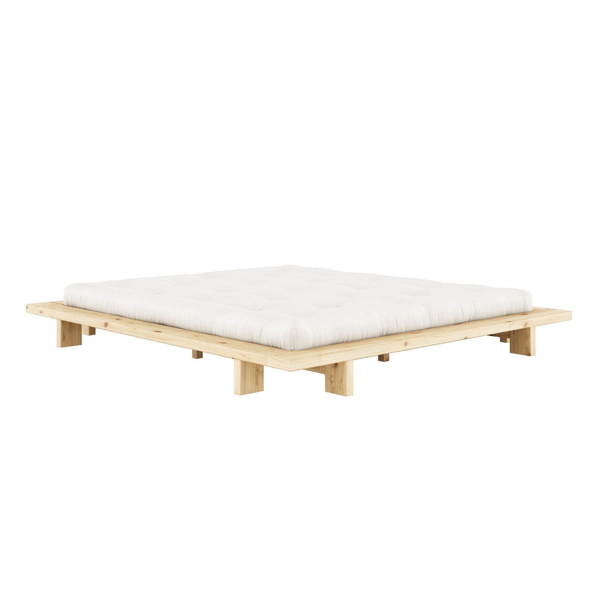 Karup Bedframe JAPAN BED grondbed, houten frame, futonbed, jeugdbed, houten bed Massief houten bed met lattenbodem, massief grenen, bed zonder hoofdeinde