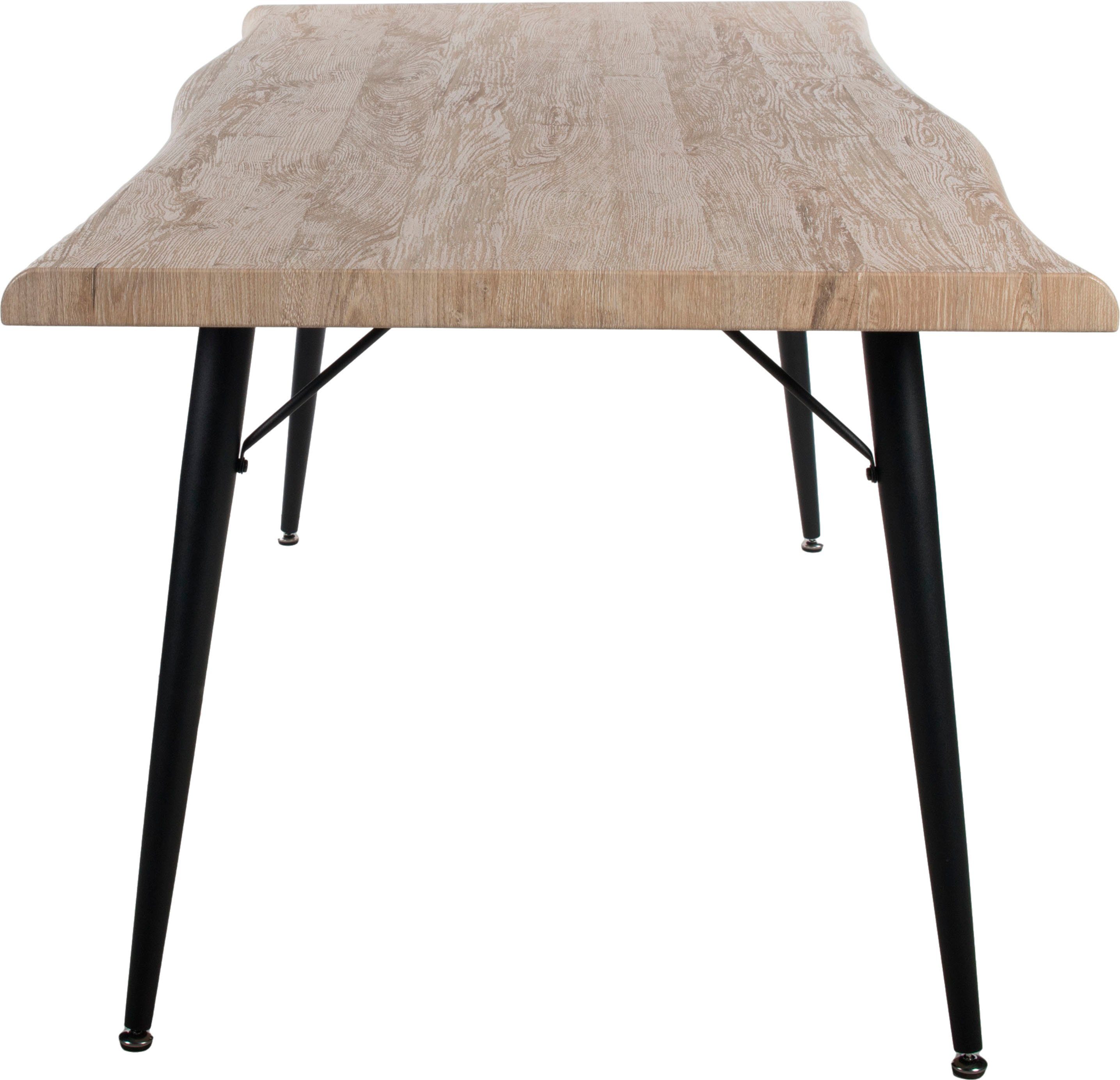Duo Collection Eettafel Tailin tafel met boomrand Massief metalen frame, draagvermogen tot 100 kg