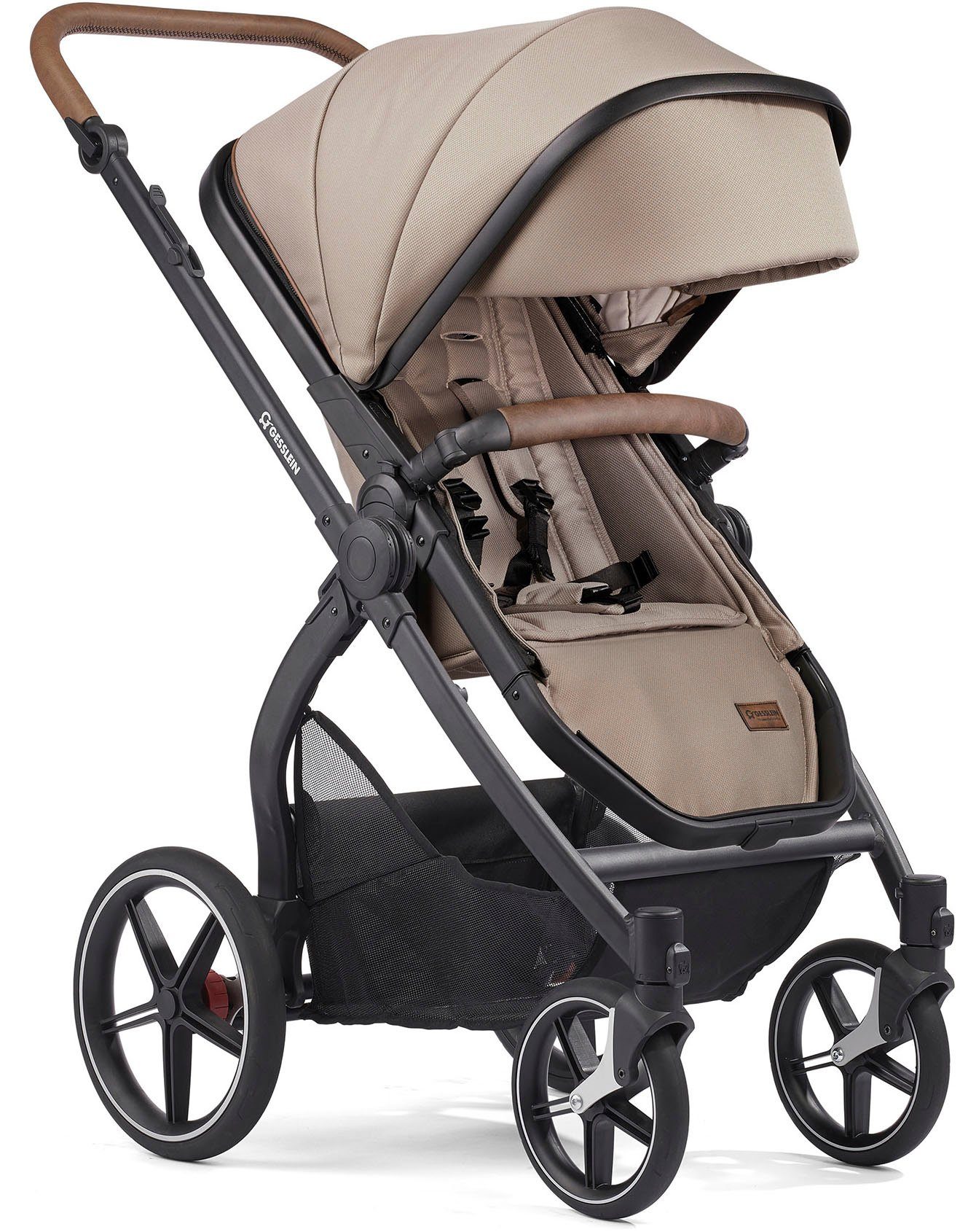 Gesslein Combi-kinderwagen FX4 Soft+ met opzetstuk Life, zwart/tabak, zand