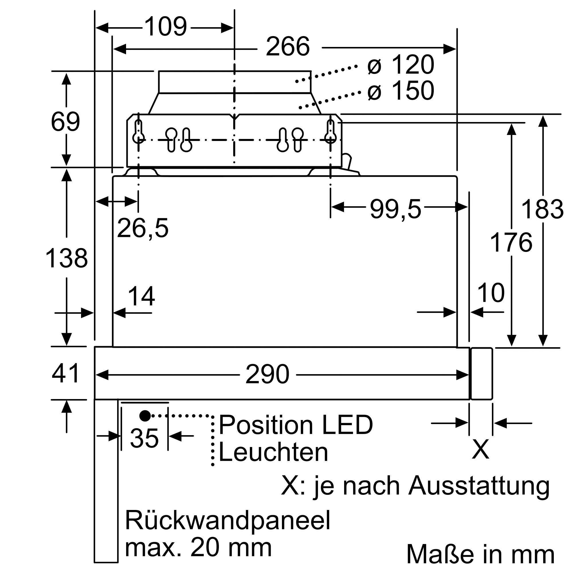 Constructa Vlakscherm-afzuigkap CD30637 (1 stuk)