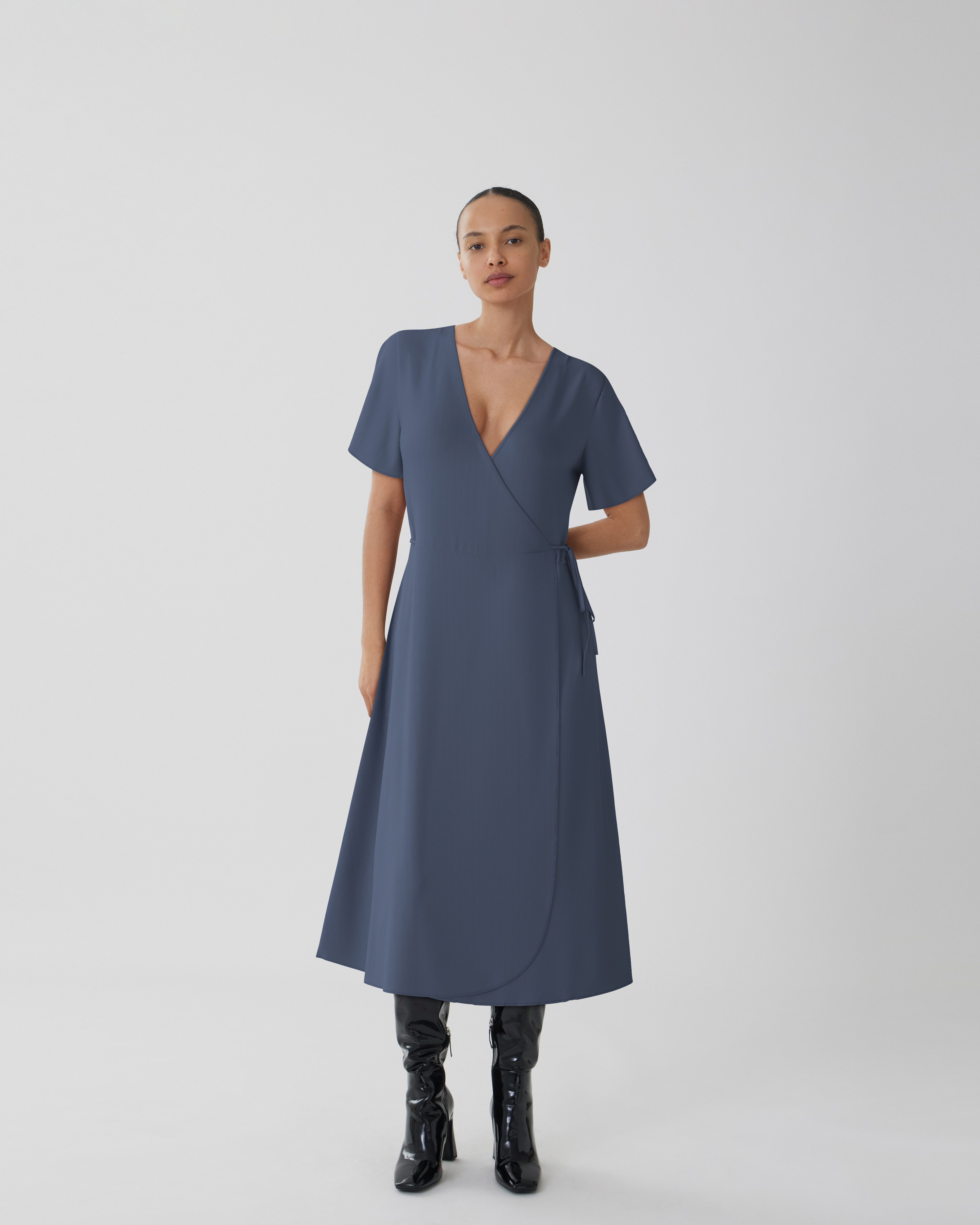 Vila Wikkeljurk VILOVIE S/S WRAP MIDI DRESS - NOOS