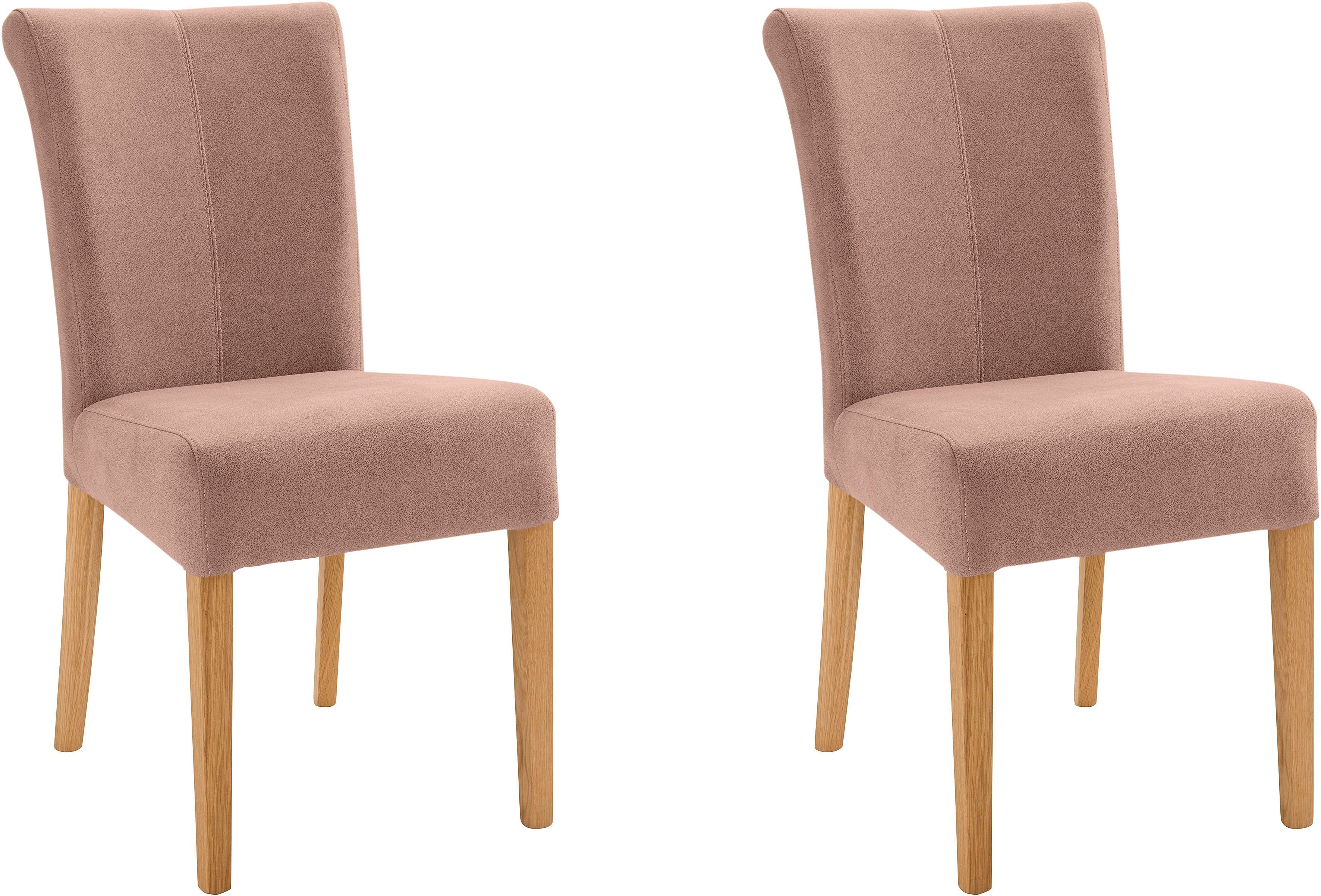 Home affaire Stoel met 4 poten Barcelona Stoelpoten van massief hout, zacht verdikte zitting en rugleuning (set, 2 stuks) houten stoelen bruin