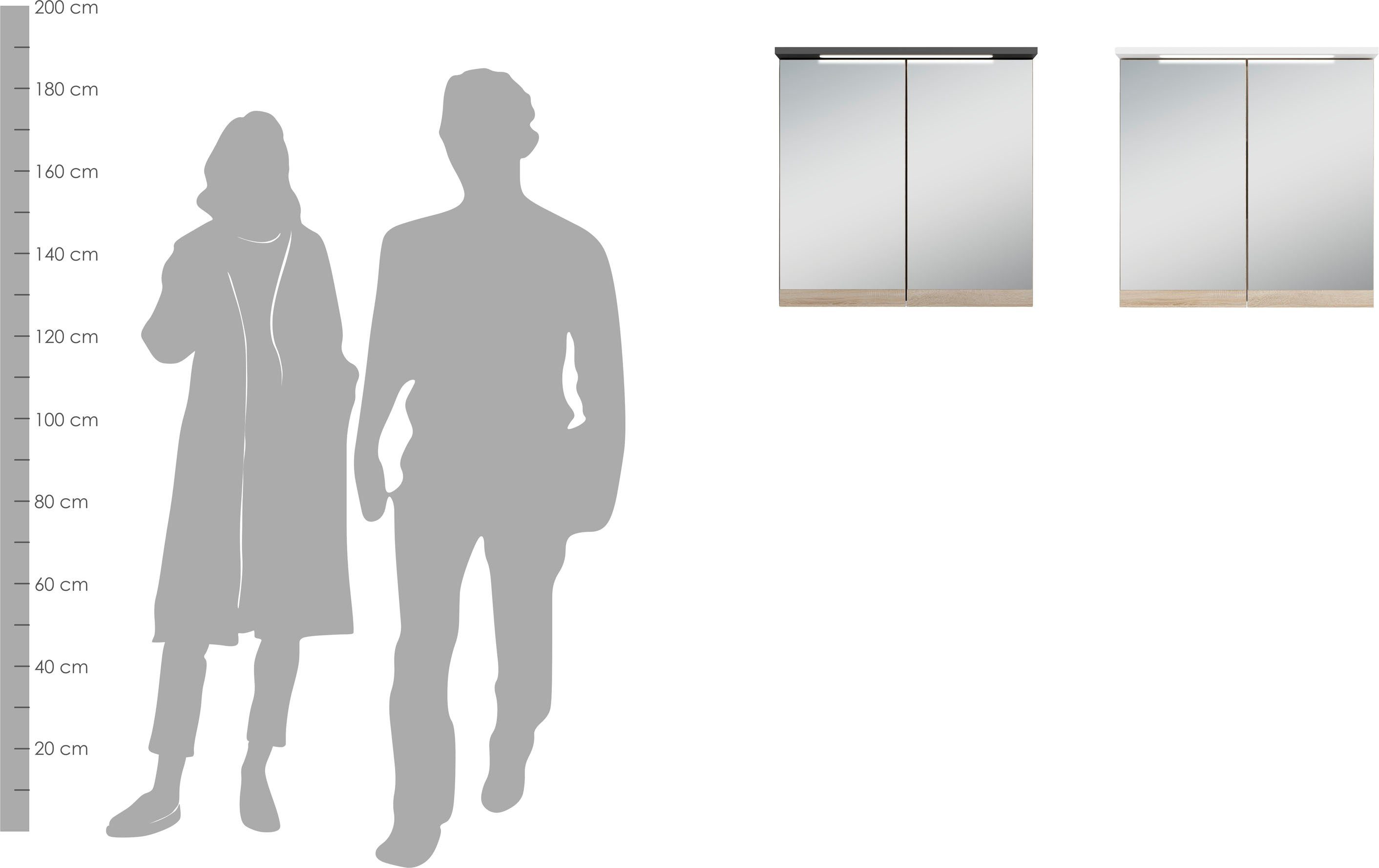 byLIVING Spiegelkast Marino Breedte 60 cm, met soft-closefunctie deuren, inclusief ledverlichting