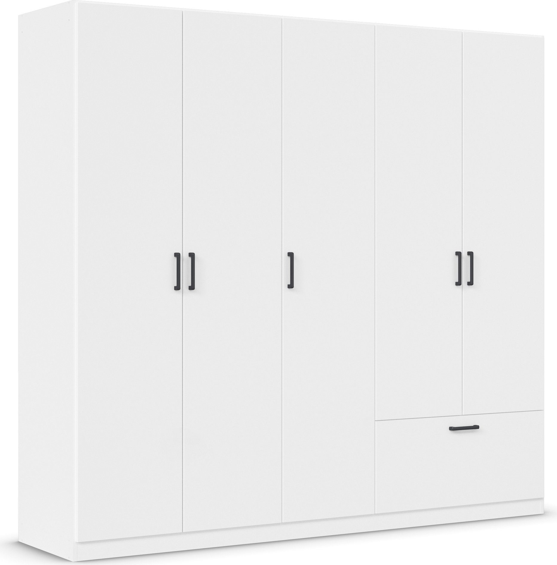 rauch Draaideurkast Kledingkast kast garderobe waskast BARI met lades aan de buitenkant, moderne greep in grijs metallic made in germany
