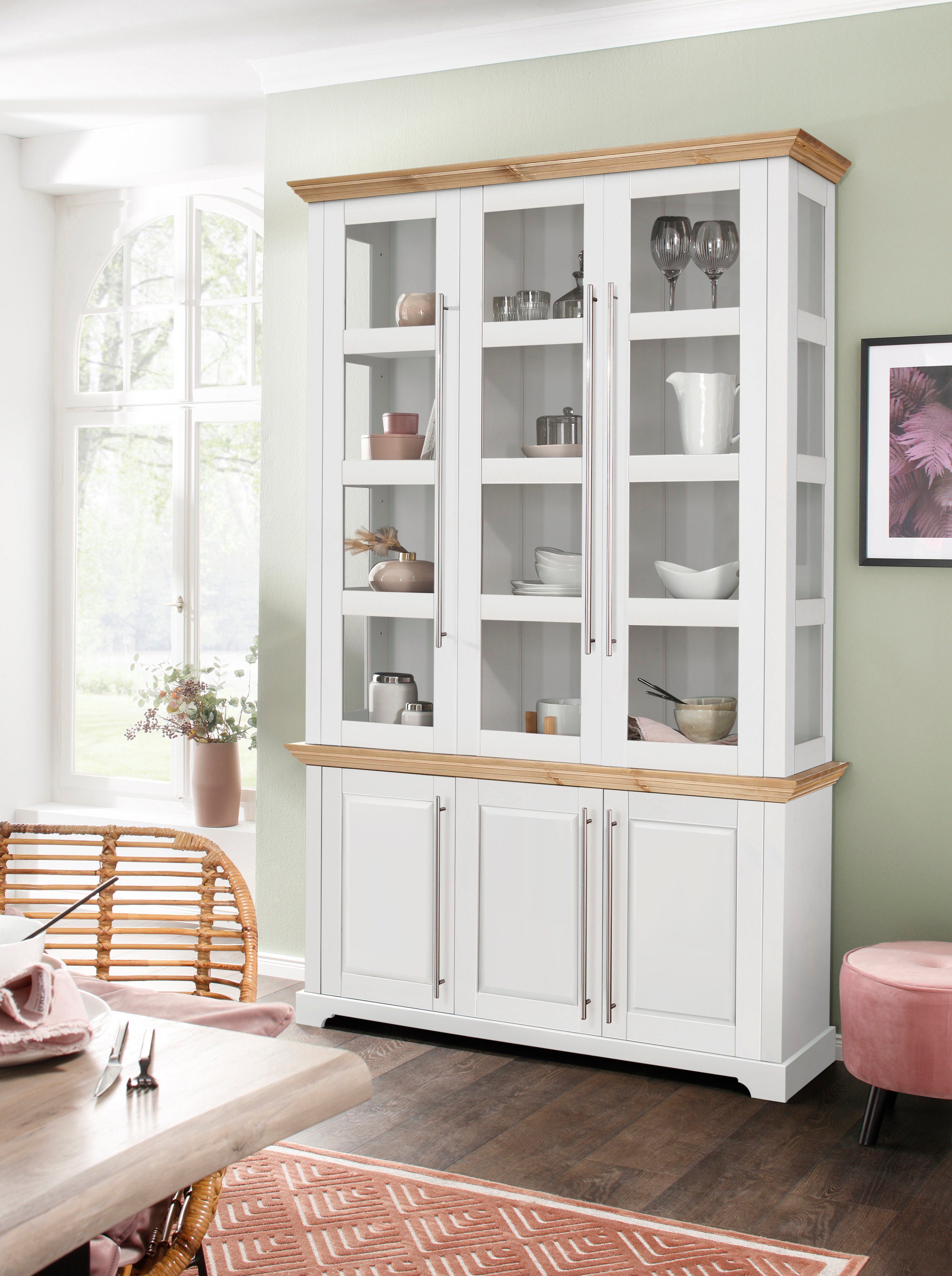 Home affaire Vitrinekast Meliss van massieve dennen, fsc® breedte 132 cm