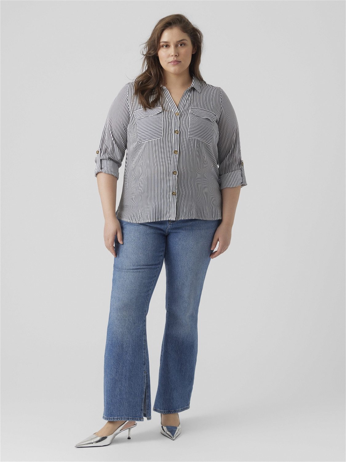 Vero Moda Curve Overhemdblouse VMBUMPY L/S SHIRT NEW CURVE GA NOOS