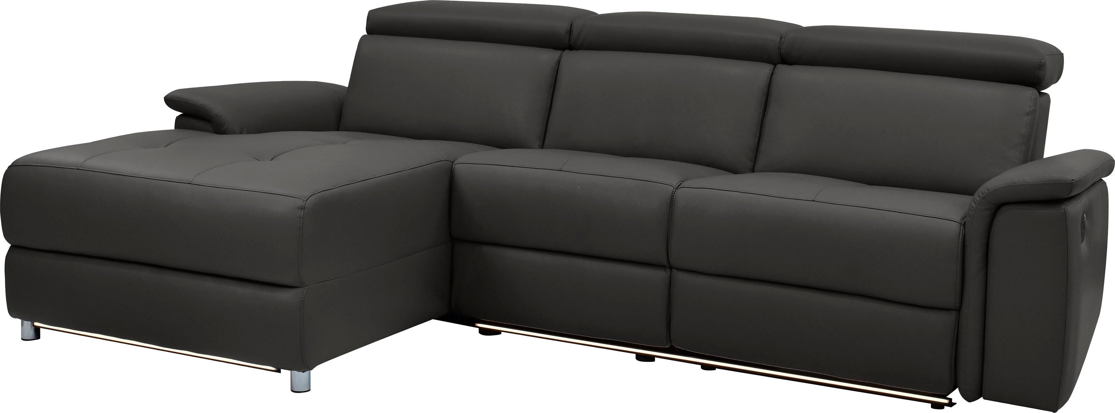 Places of Style Hoekbank Pareli, L-model, 259 cm, met récamier, echt leer, imitatieleer, weefstof