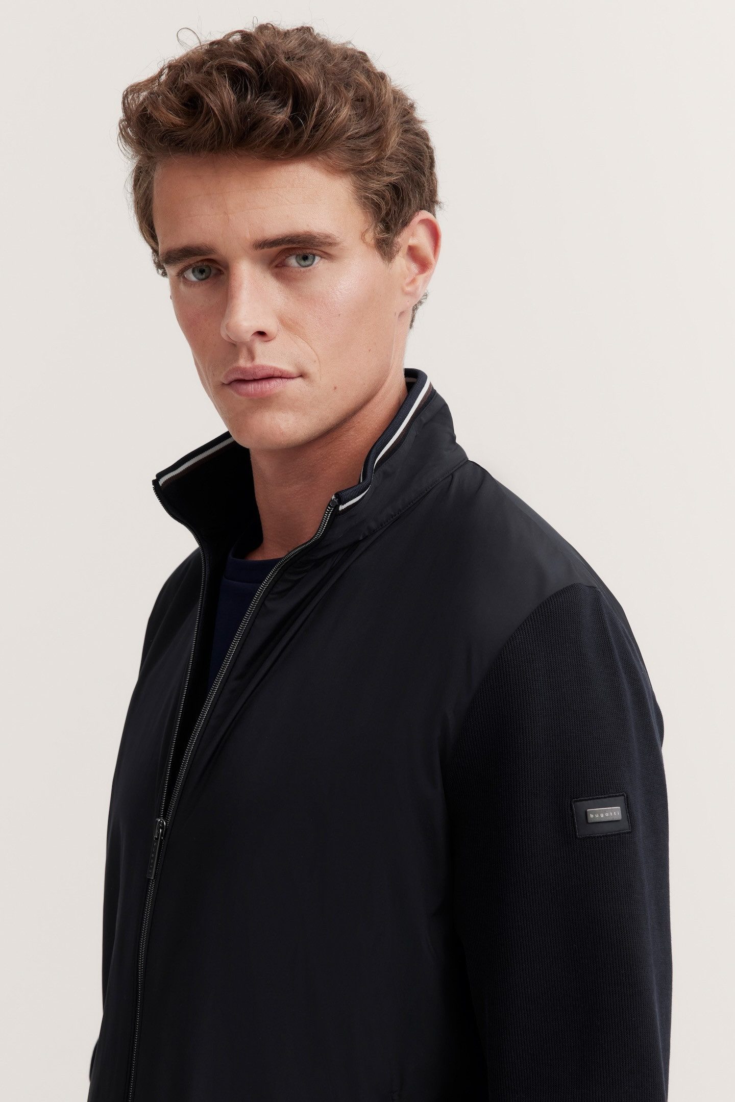 Bugatti Sweatvest met rits en staande kraag