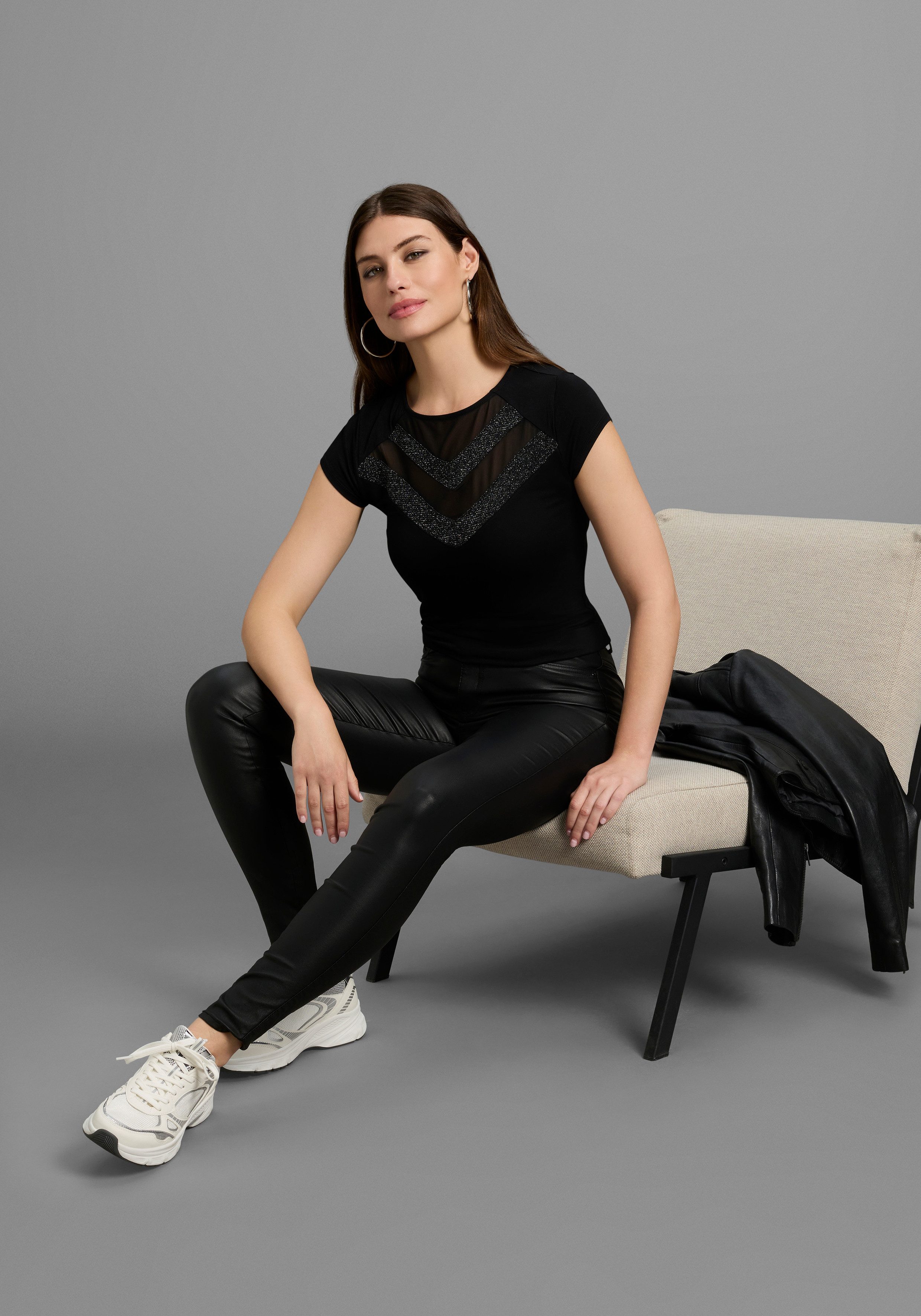 Melrose T-shirt Korte mouwen, zeer figuurvolgende pasvorm, ronde hals