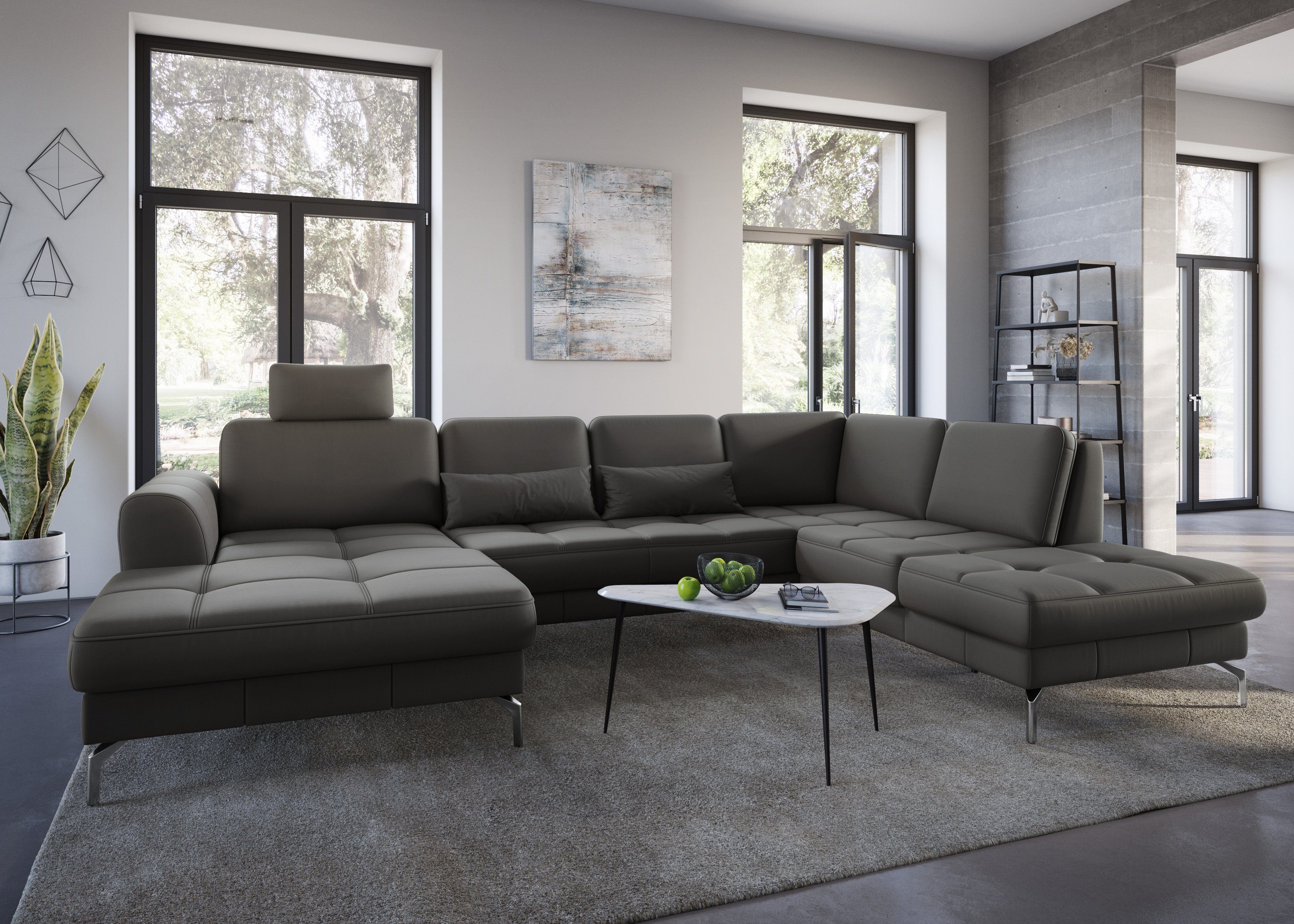 sit&more Zithoek Bendigo U-vorm inclusief zitdiepteverstelling, bodemvrijheid 15 cm, in 2 pootkleuren