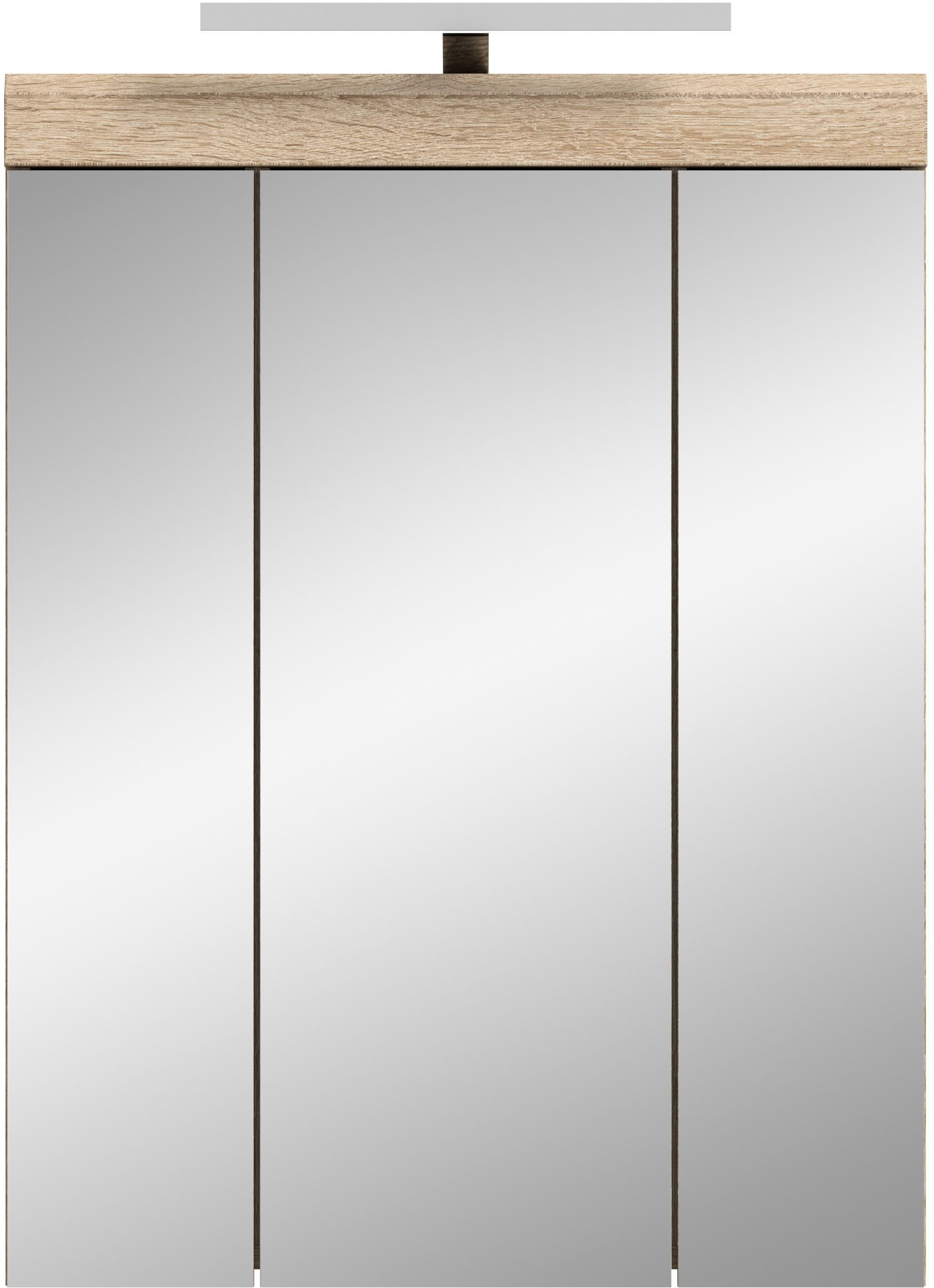 INOSIGN Spiegelkast Siena, breedte 60 cm, incl. verlichting, 3 spiegelt deuren, 9 vakken in verschillende kleuren verkrijgbaar, badkamermeubels, spiegel, badkamerkast, badkamer (set)