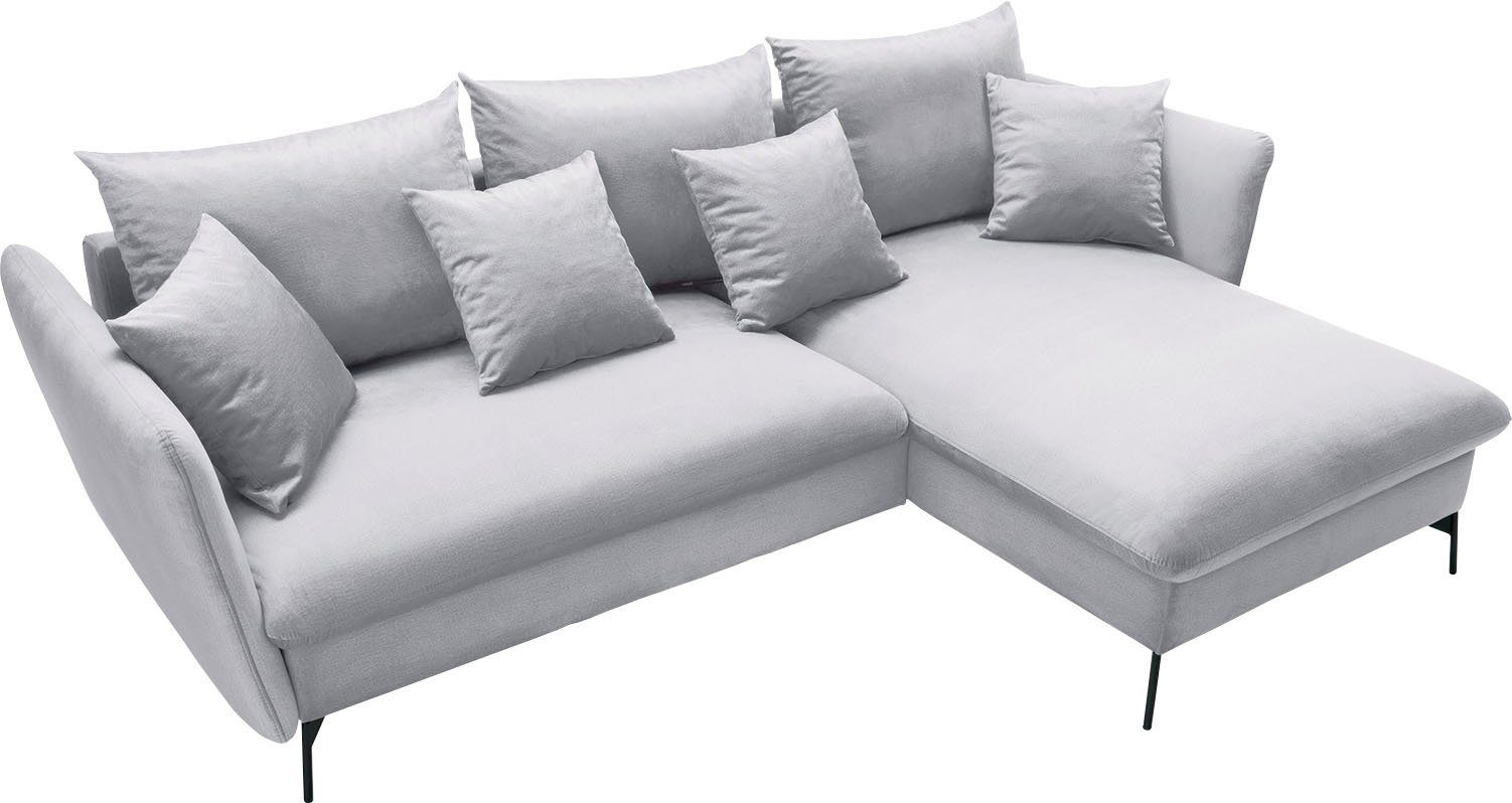 andas Hoekbank LIVORNO,258 cm, L-model, Slaapfunctie en bedlade (139/224 cm), fluweel, structuur, geweven stof