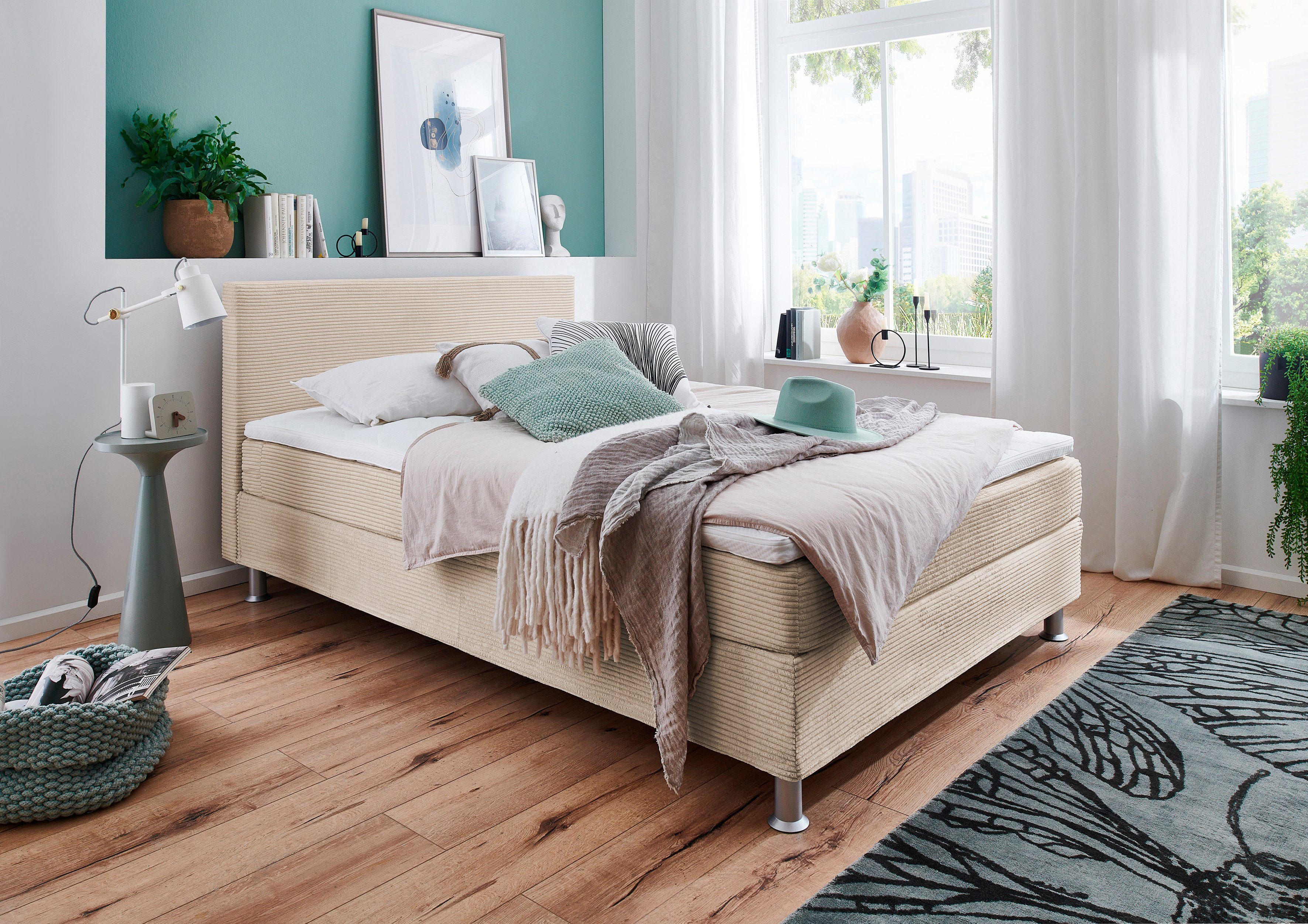 ATLANTIC home collection Boxspring Edison inclusief bonell-binnenveringsmatras en topmatras
