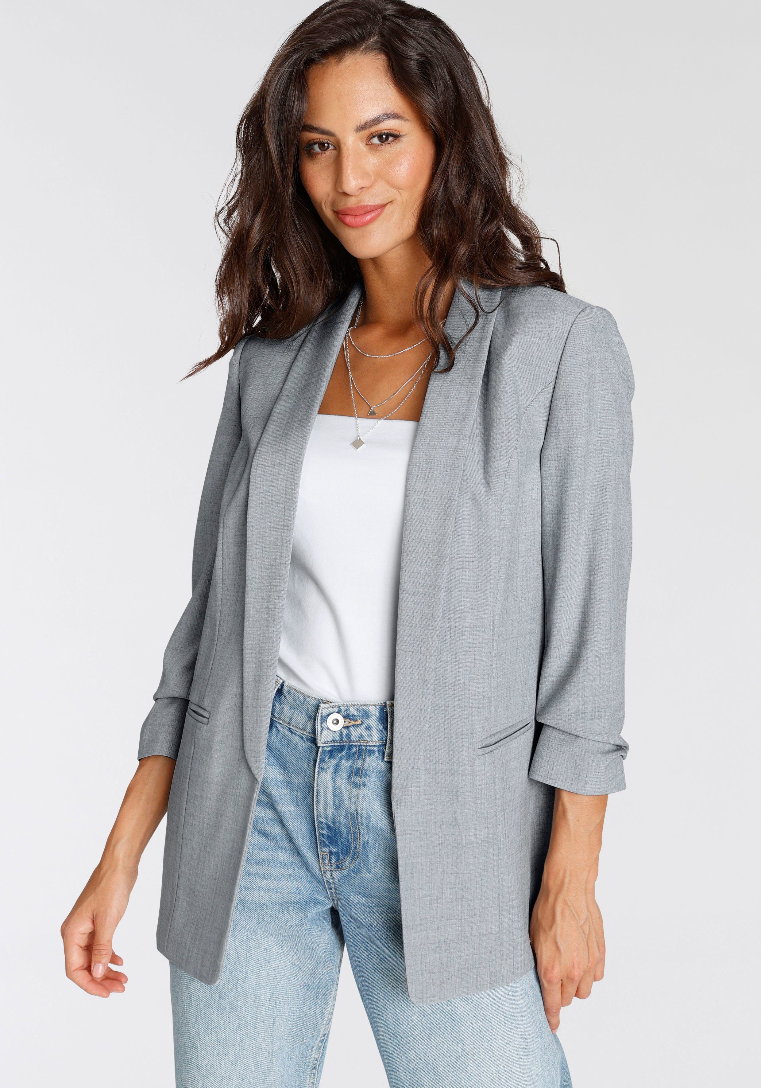 Laura Scott Lange blazer met aangerimpelde mouwen