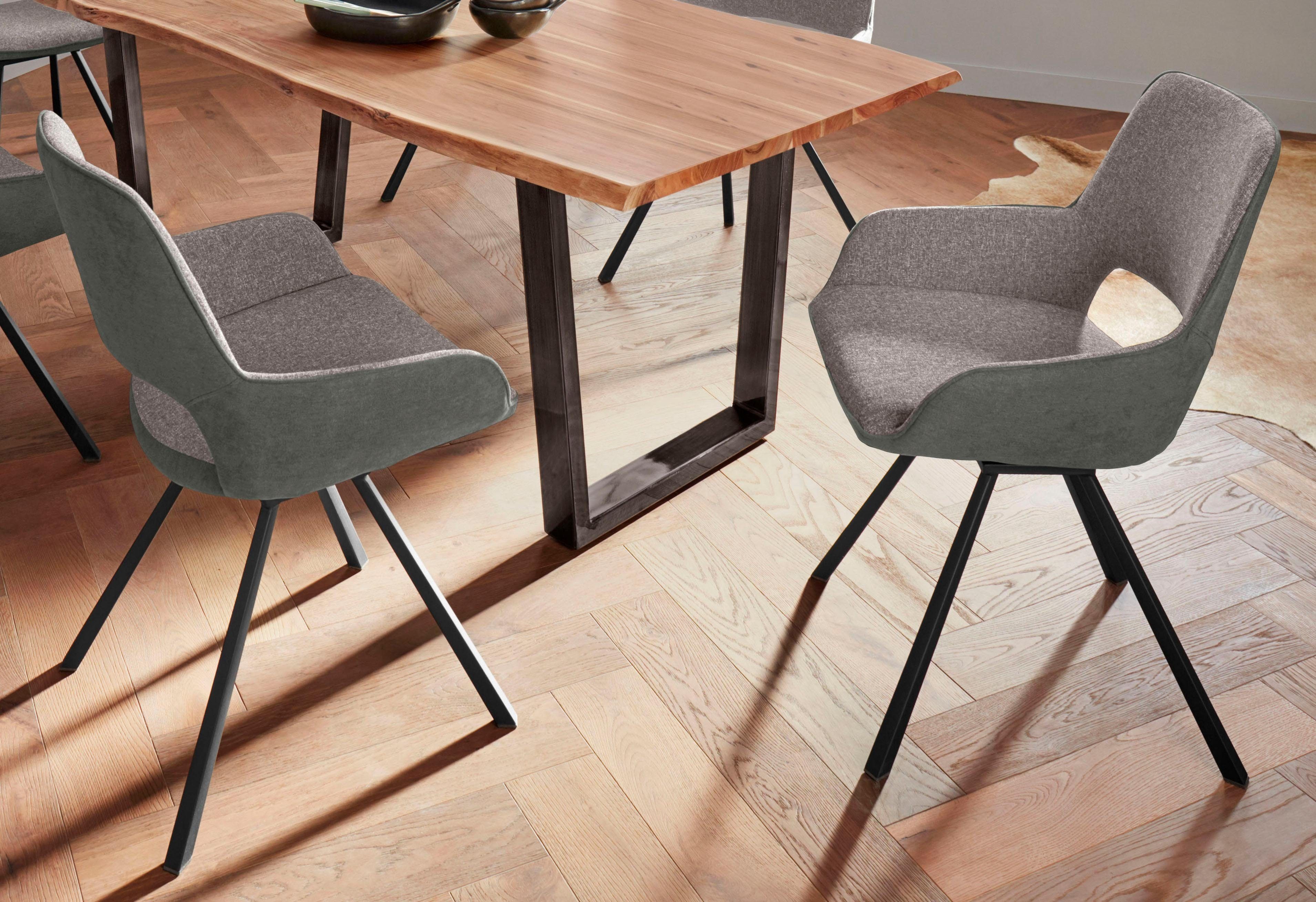 MCA furniture Stoel met 4 poten Parana Stoel belastbaar tot 120 kg (2 stuks) gestoffeerde stoelen grijs