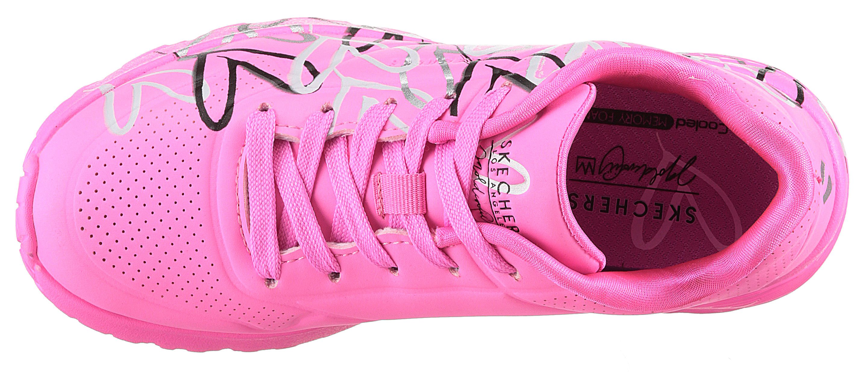 Skechers Sneakers UNO LITE-METALLIC LOVE , wedge-veterschoen, skech-air functie, maat sjabloon om te downloaden