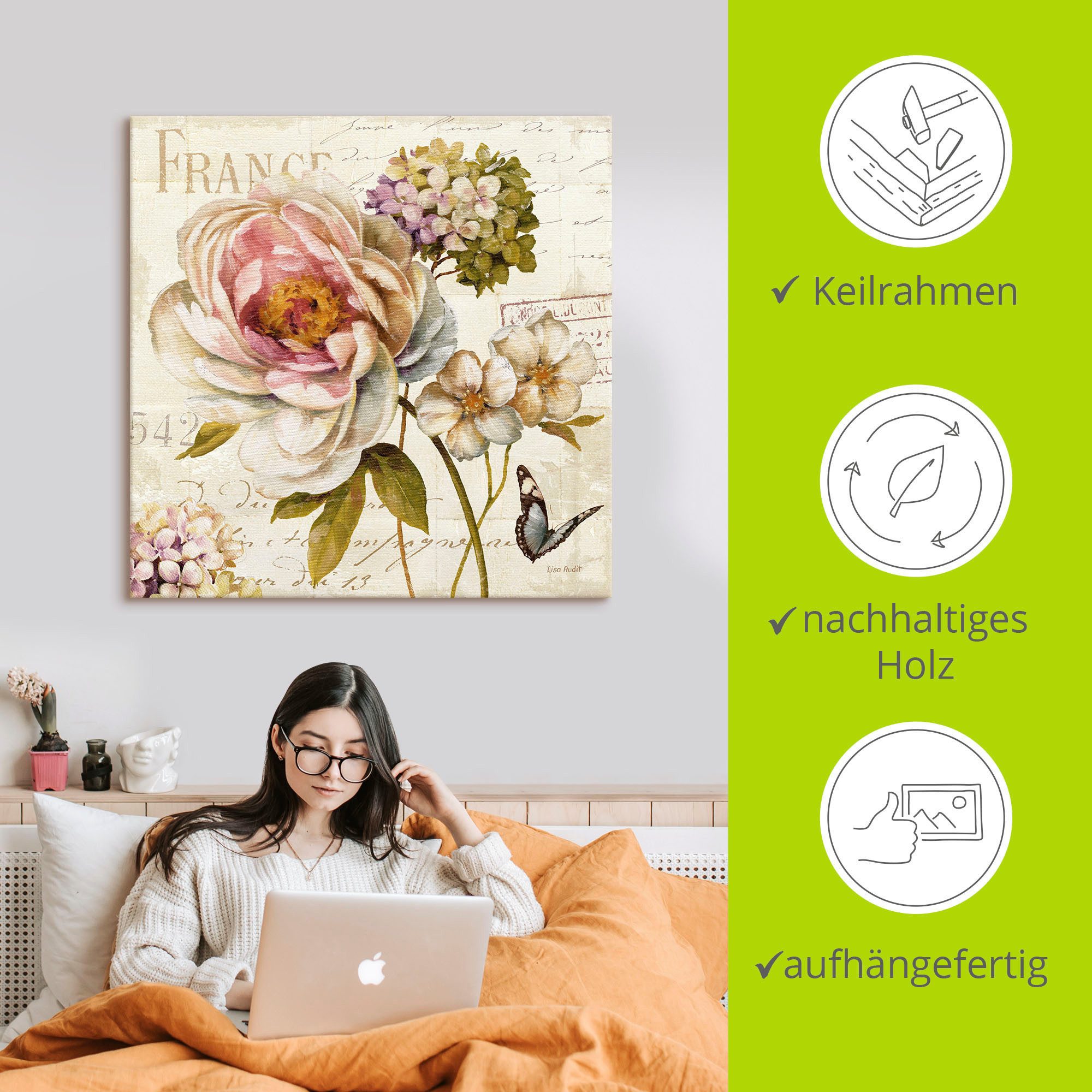 Artland Artprint Bloemen III als artprint op linnen, poster in verschillende formaten maten