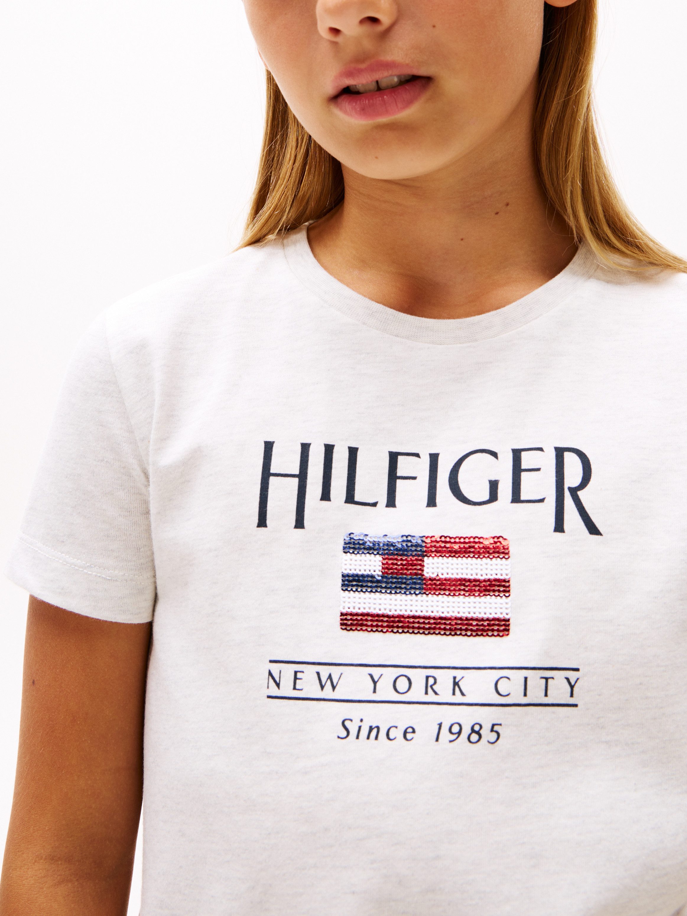 Tommy Hilfiger Shirtjurk HILFIGER SEQUINS FLAG TEE DRESS