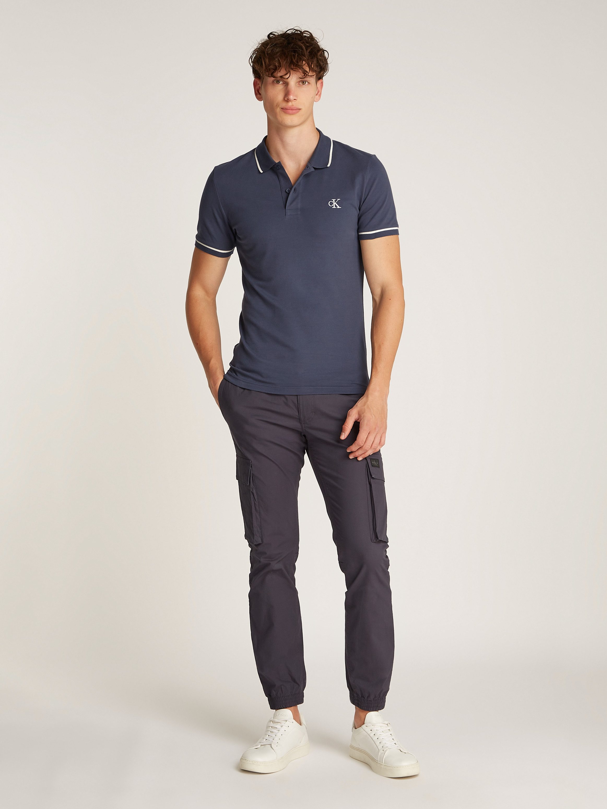 Calvin Klein Poloshirt TIPPING SLIM POLO met logo merklabel