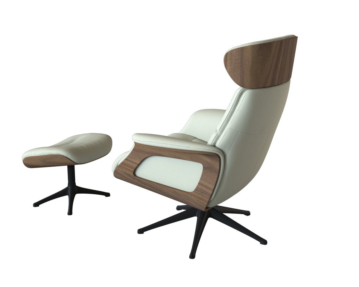 FLEXLUX Relaxfauteuil Clement relaxstoel, gestoffeerde stoel, ligstoel, TV-stoel, Rug- & hoofdverstelling, draaibaar, armleuning walnoot, voet zwart