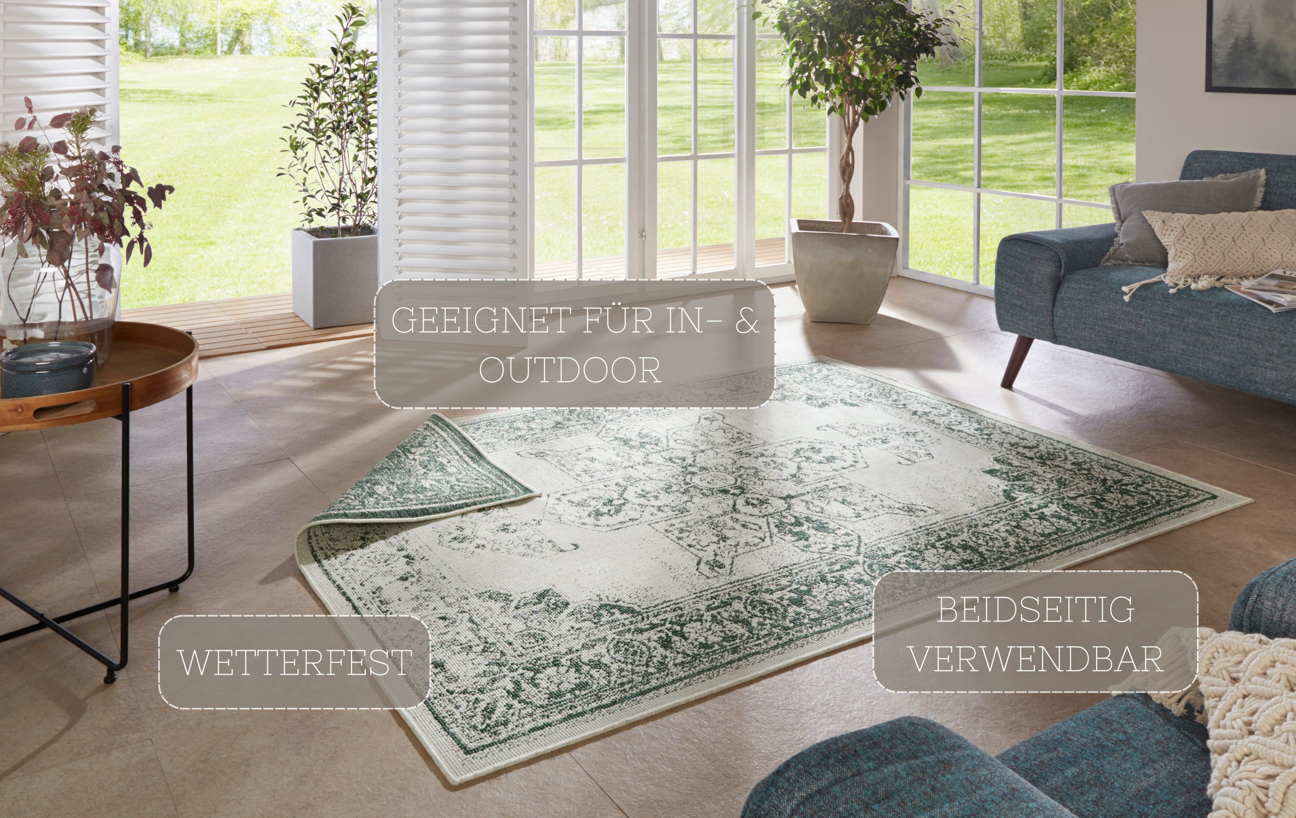NORTHRUGS Vloerkleed Borbon tweezijdig te gebruiken kleed Geschikt voor binnen en buiten, weerbestendig, balkon, tuin, woonkamer, waterbestendig