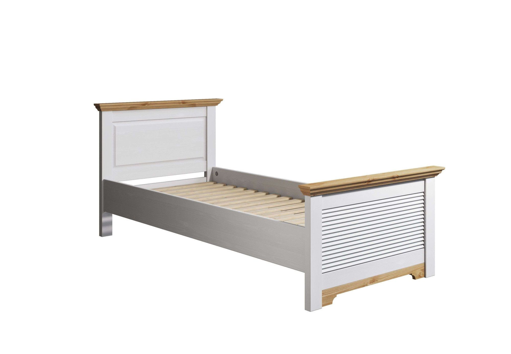 Home affaire Bed Rauna, Landhausstil, edles Design mit Lamellen und Kassetten, 2 Farben