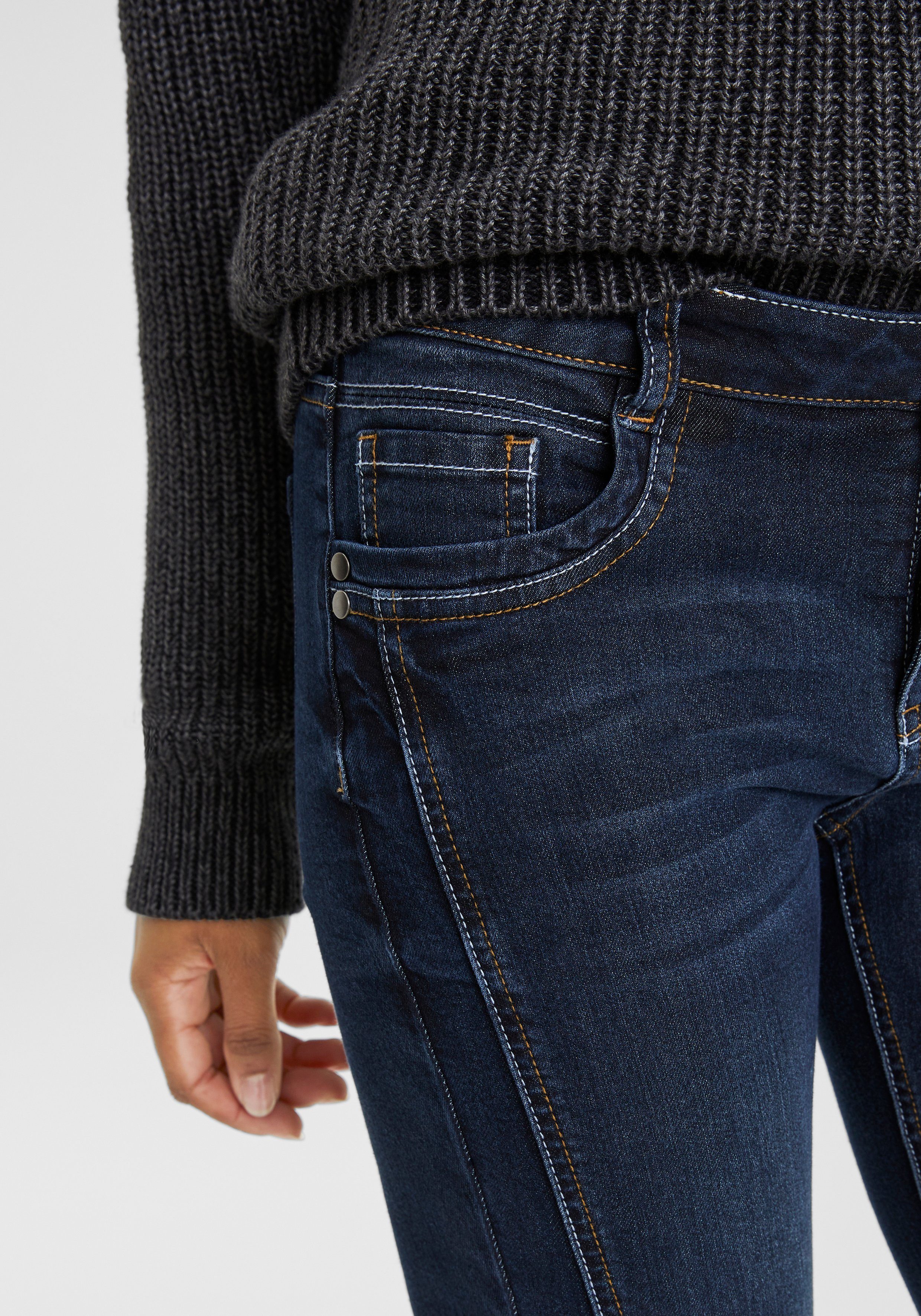 Arizona Skinny jeans normale taille, contrasterende details, used-wassing