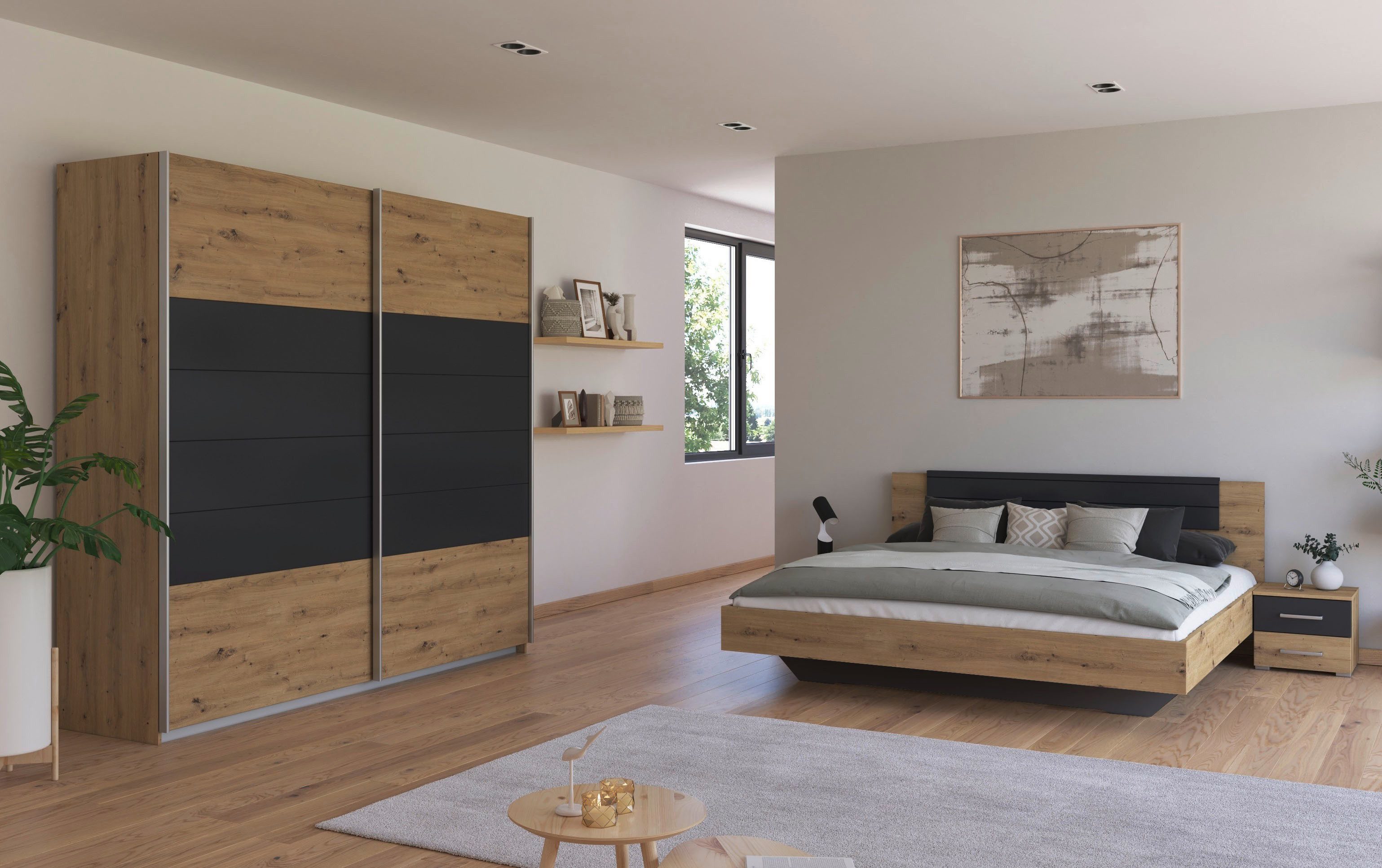 rauch Slaapkamerserie Compleet slaapkamer BARCELONA met kast breedte 226 cm(set, 4-delig)