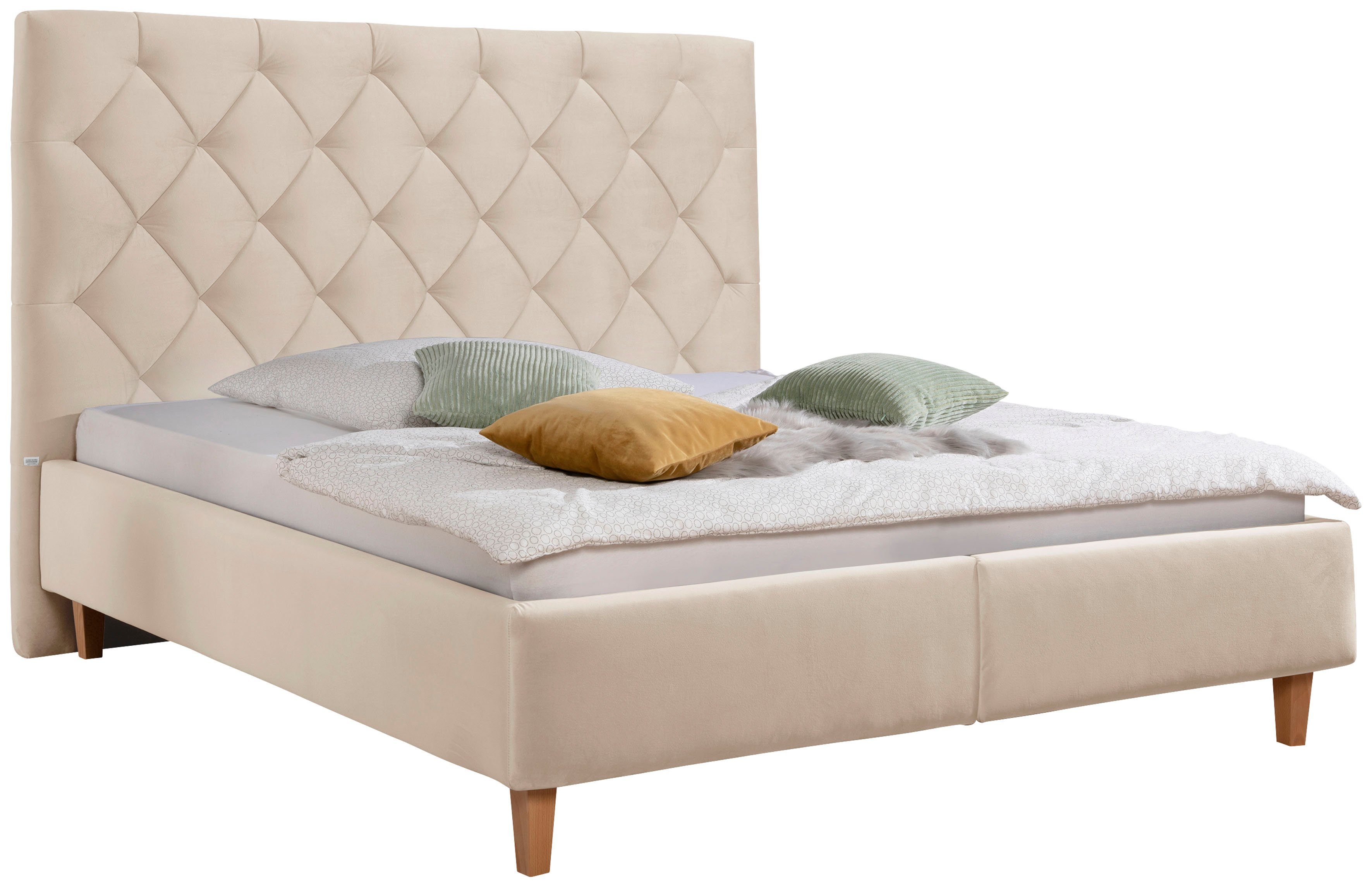 Guido Maria Kretschmer Home&Living Gestoffeerd bed Sunley 140 Kruisstiksel, hoofdbordhoogte 142 cm, zonder of met matras/lattenbodem