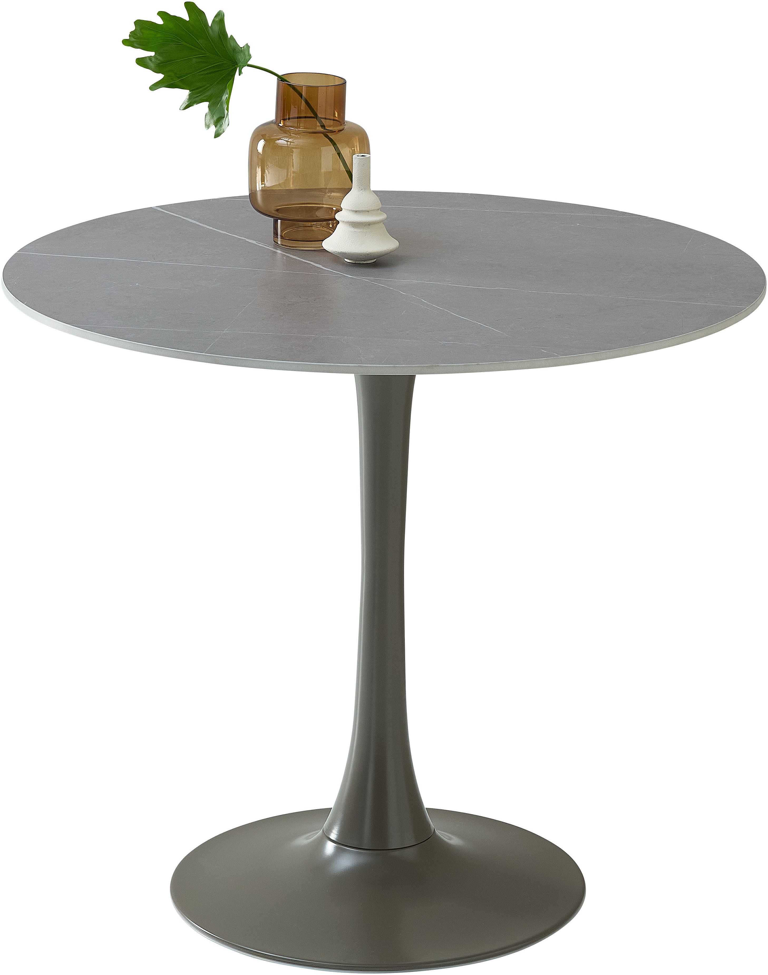 Stolkom Eettafel Josh ronde eettafel keramiek, gemarmerd, BxH 90x75 cm Keramische oppervlakte gemarmerd, keuze uit wit, grijs of zwart